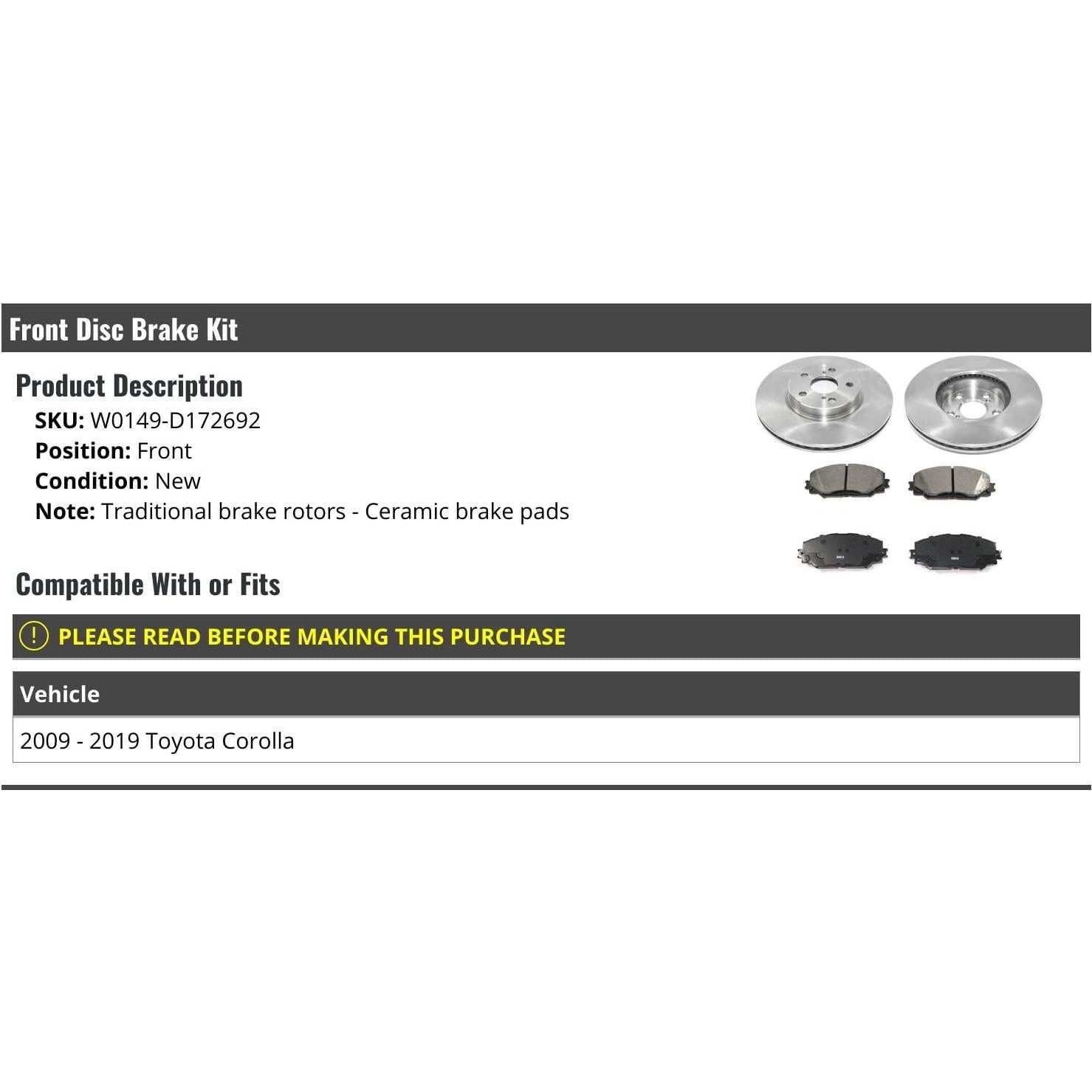 Kit de Freno Delantero Cerámico Toyota Corolla 2009-2019