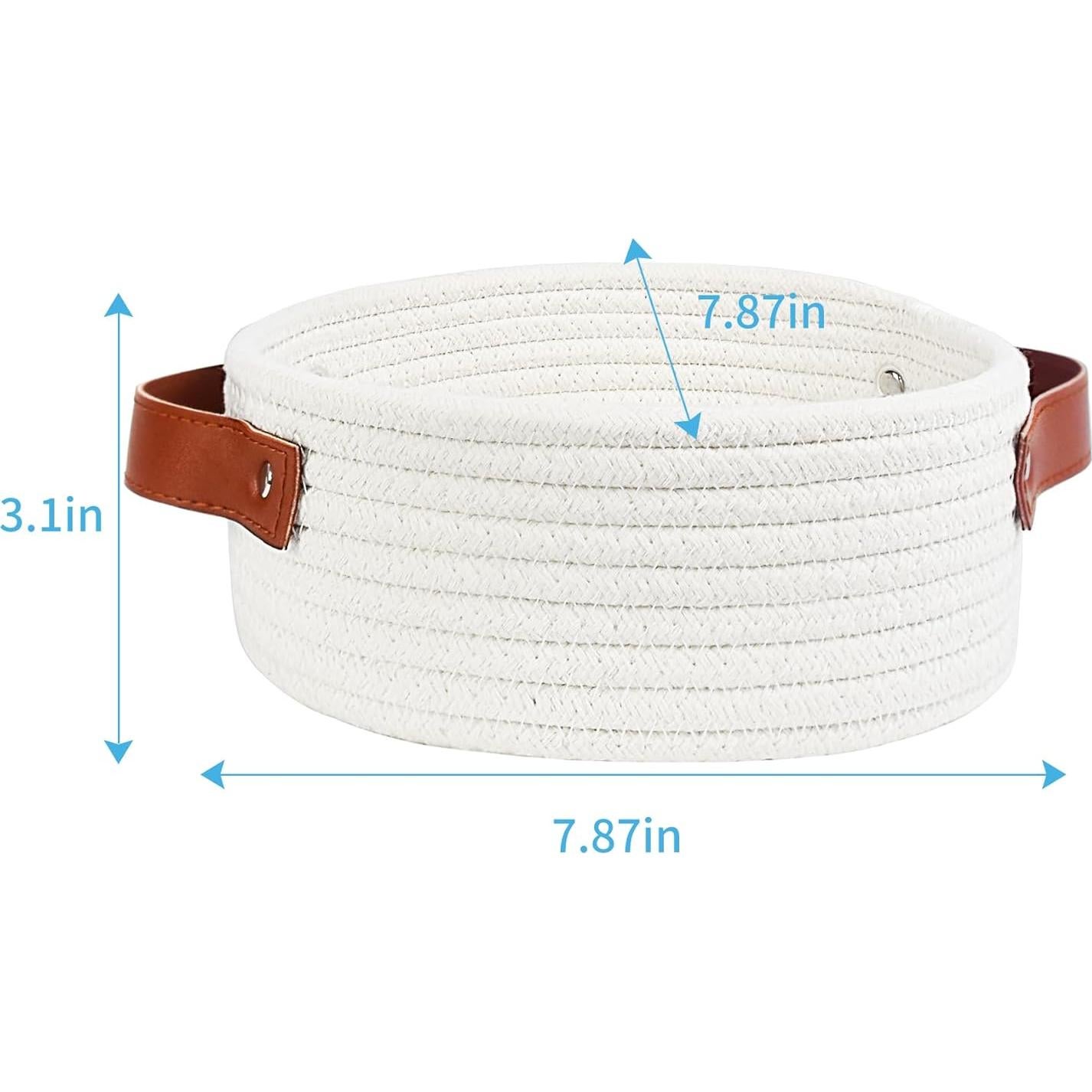 Cesta de Almacenamiento Pequeña ABenkle Algodón Boho Blanca