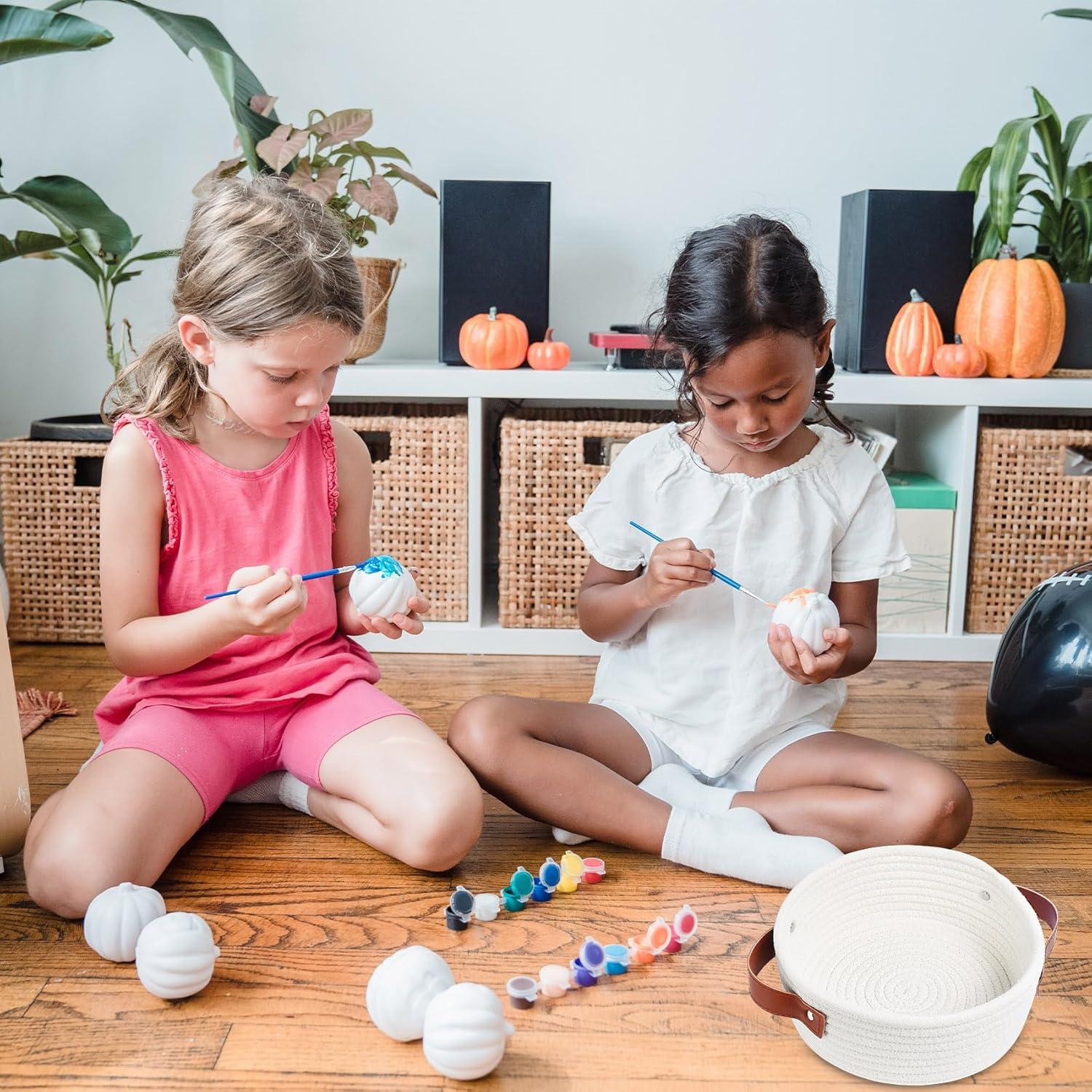 Cesta de Almacenamiento Pequeña ABenkle Algodón Boho Blanca