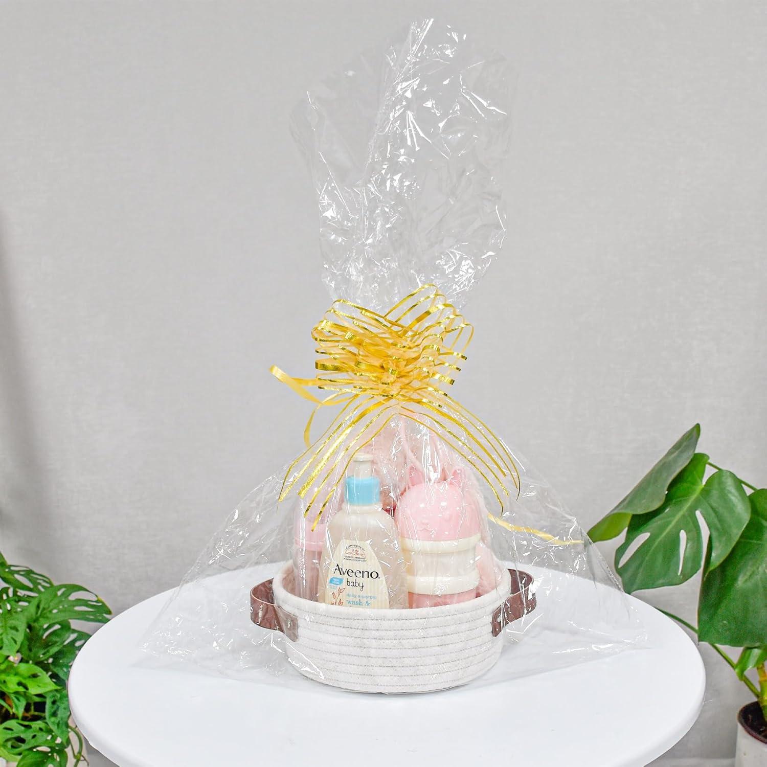 Cesta de Almacenamiento Pequeña ABenkle Algodón Boho Blanca