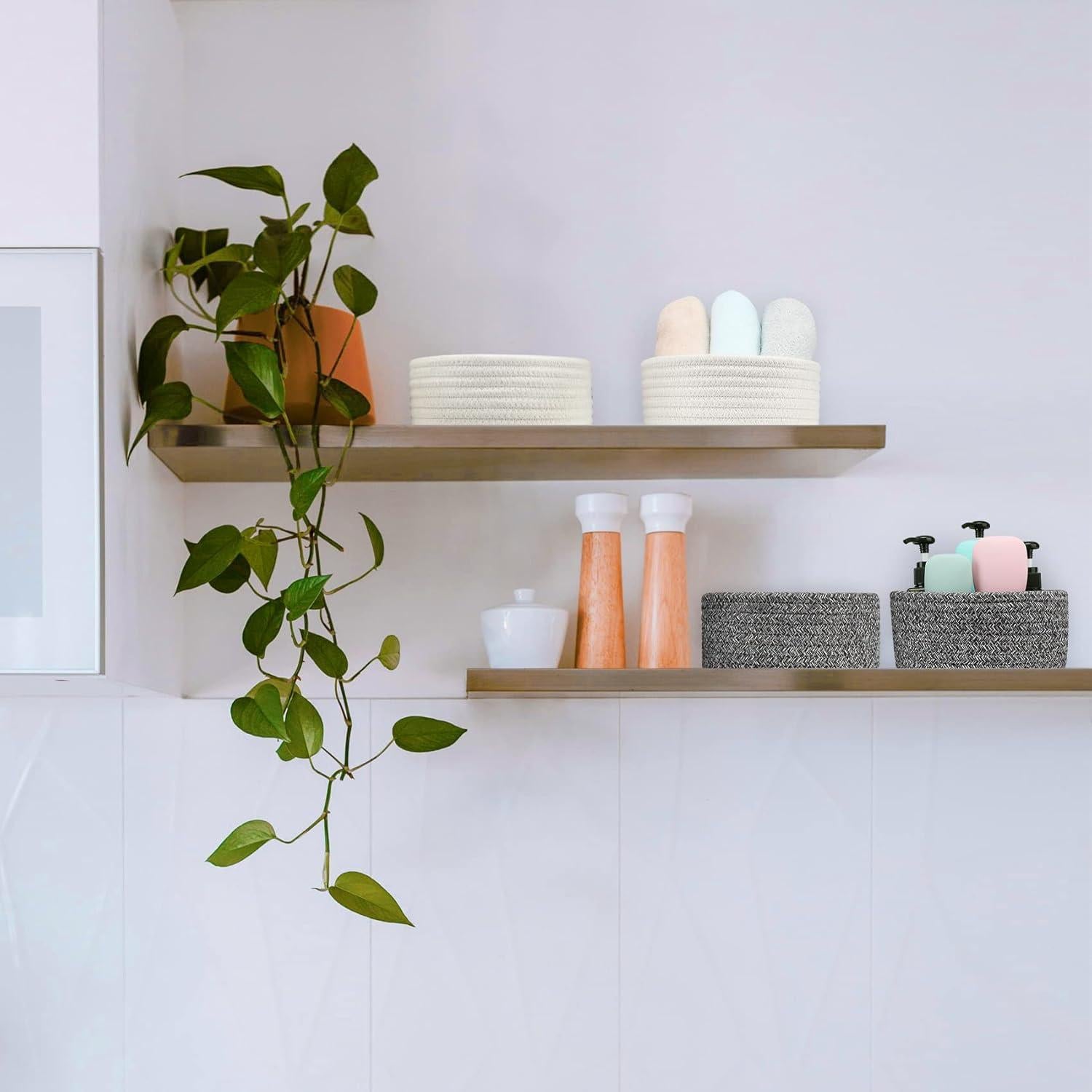 Cesta Pequeña ABenkle Algodón Blanca 18x18x8 cm 2 Piezas