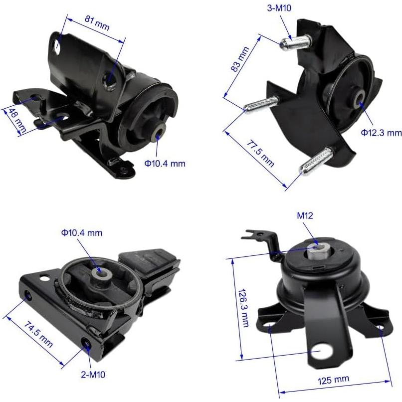Engine Motor Transmission Mount Set 4pcs Compatible with Toyota Corolla 1.8L 3 SPD Automatic 1998 1999 2001 2002 Replace A7256 A7243 A7254 A7258