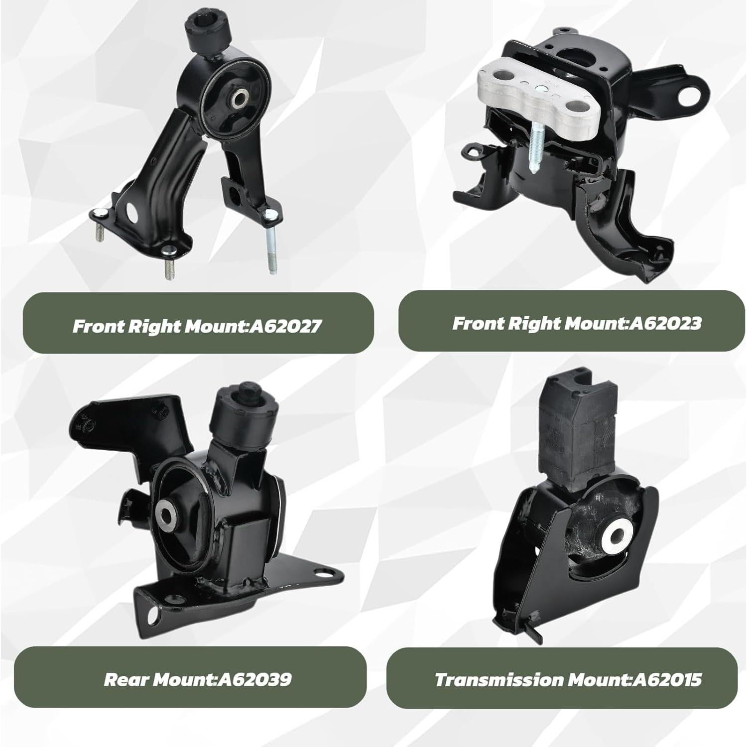 4Pcs Engine Motor Mount Transmission Mount Compatible with 2009 2010 2011 2012 2013 Toyota Corolla 1.8L &Toyota Matrix 1.8L,2009-2010 Pontiac Vibe 1.8L FWD A62015 A62023 A62027 A62039