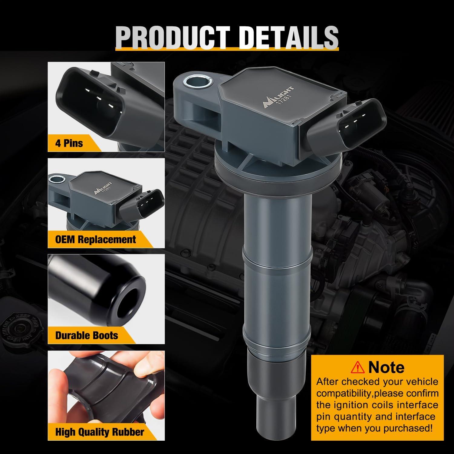 Juego de 4 Bobinas de Encendido Nilight para Toyota/Lexus