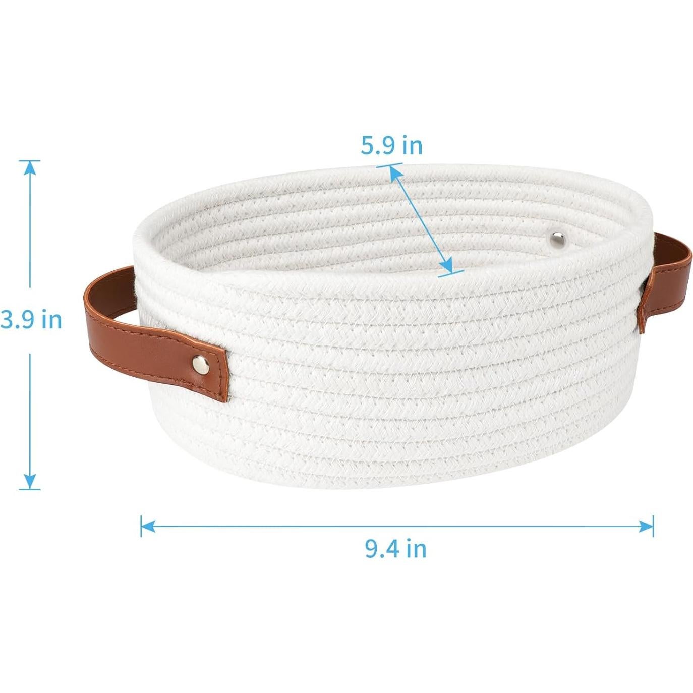 Cesta Pequeña Tejida ABenkle Ovalada de Algodón 23.88x14.99cm