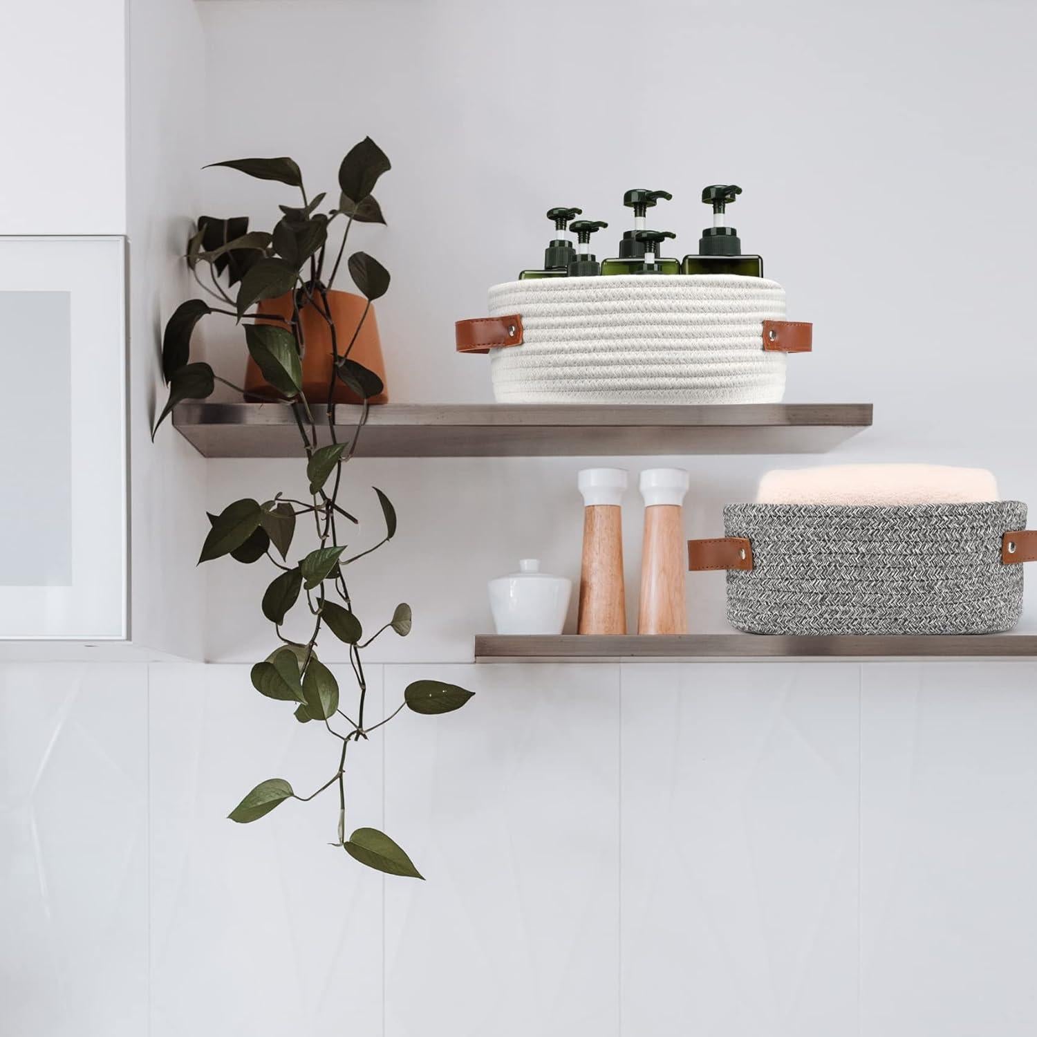 Cesta Pequeña Tejida ABenkle Ovalada de Algodón 23.88x14.99cm