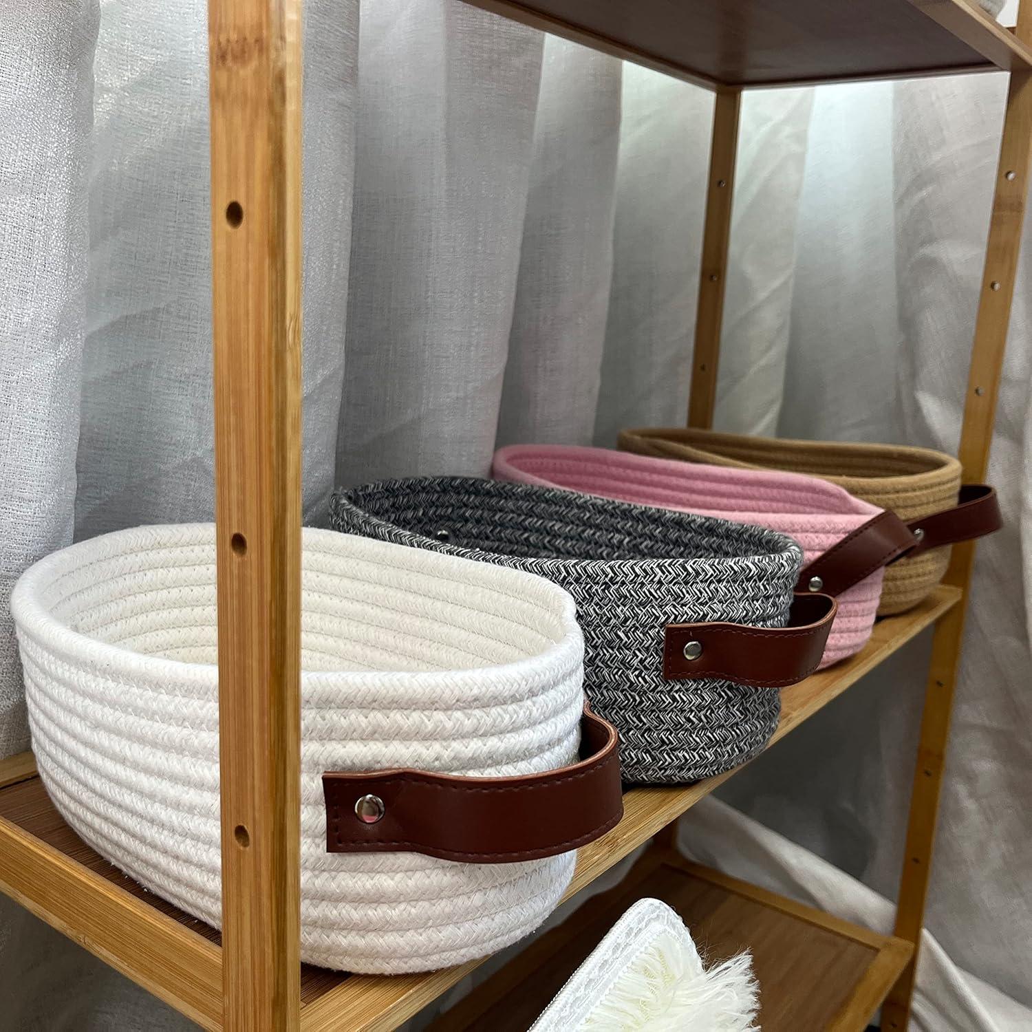 Cesta Pequeña Tejida ABenkle Ovalada de Algodón 23.88x14.99cm