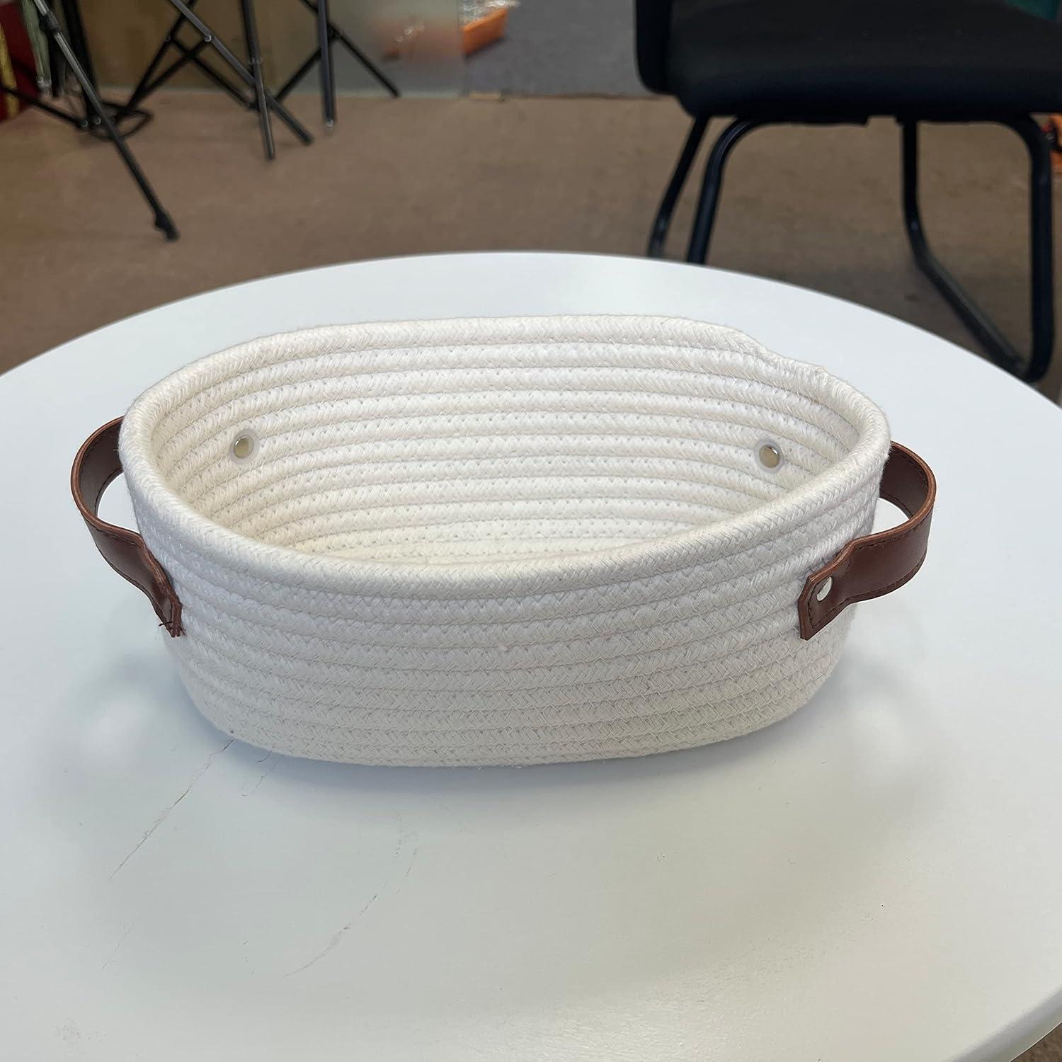 Cesta Pequeña Tejida ABenkle Ovalada de Algodón 23.88x14.99cm