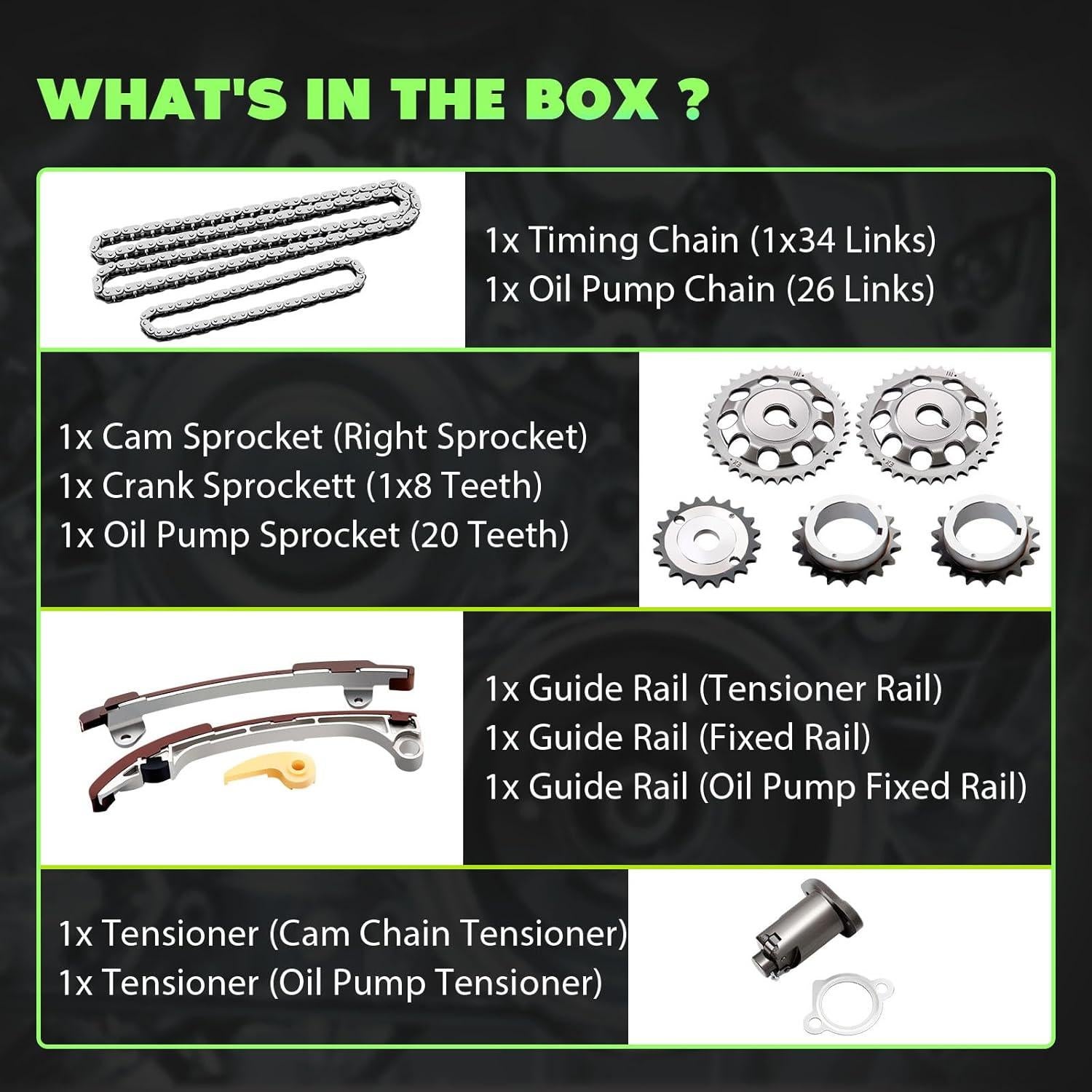 Kit Cadena de Tiempo Motor SCITOO para Toyota 2.0L 2.4L