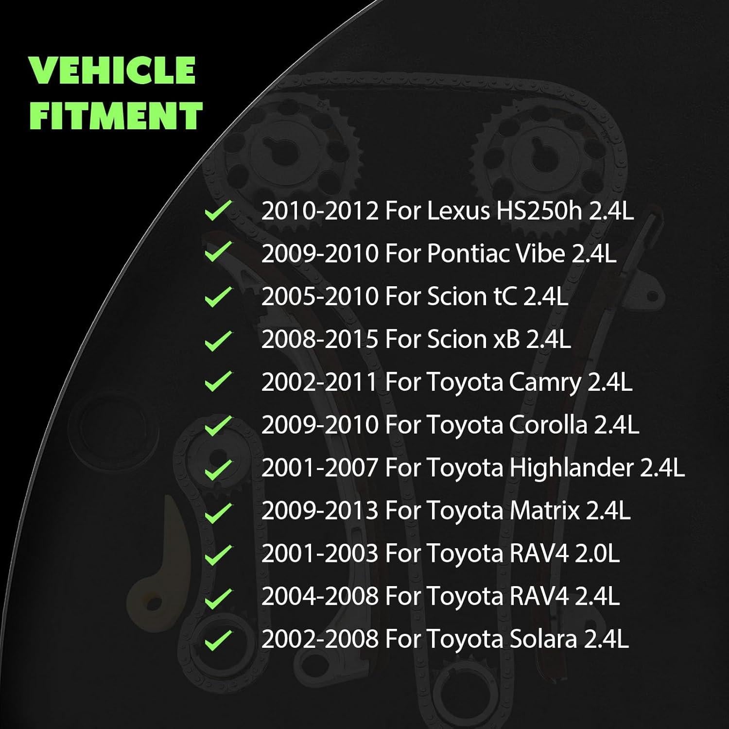 Kit Cadena de Tiempo Motor SCITOO para Toyota 2.0L 2.4L