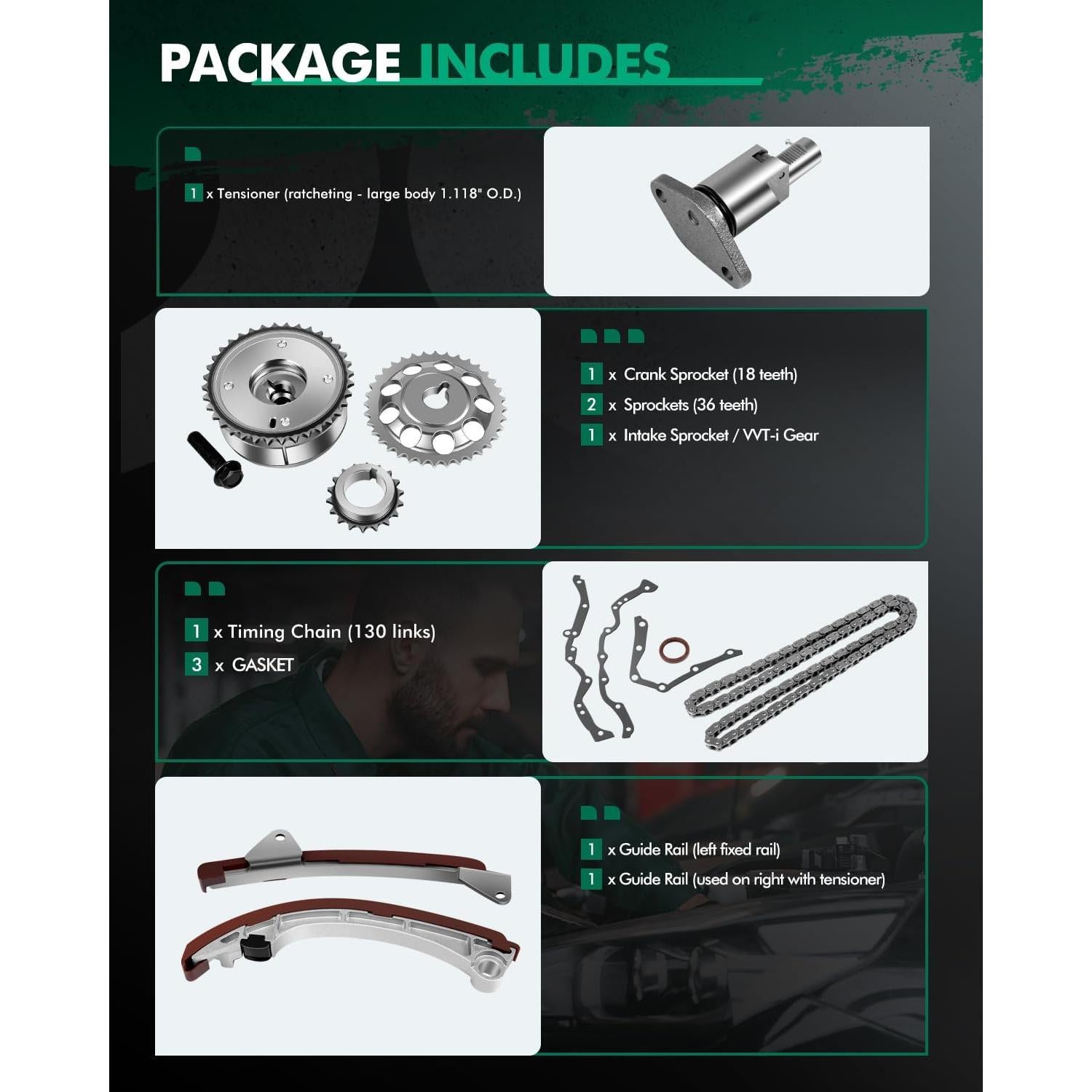 Kit de Cadena de Tiempo SCITOO para Toyota y Chevrolet 2000-2008