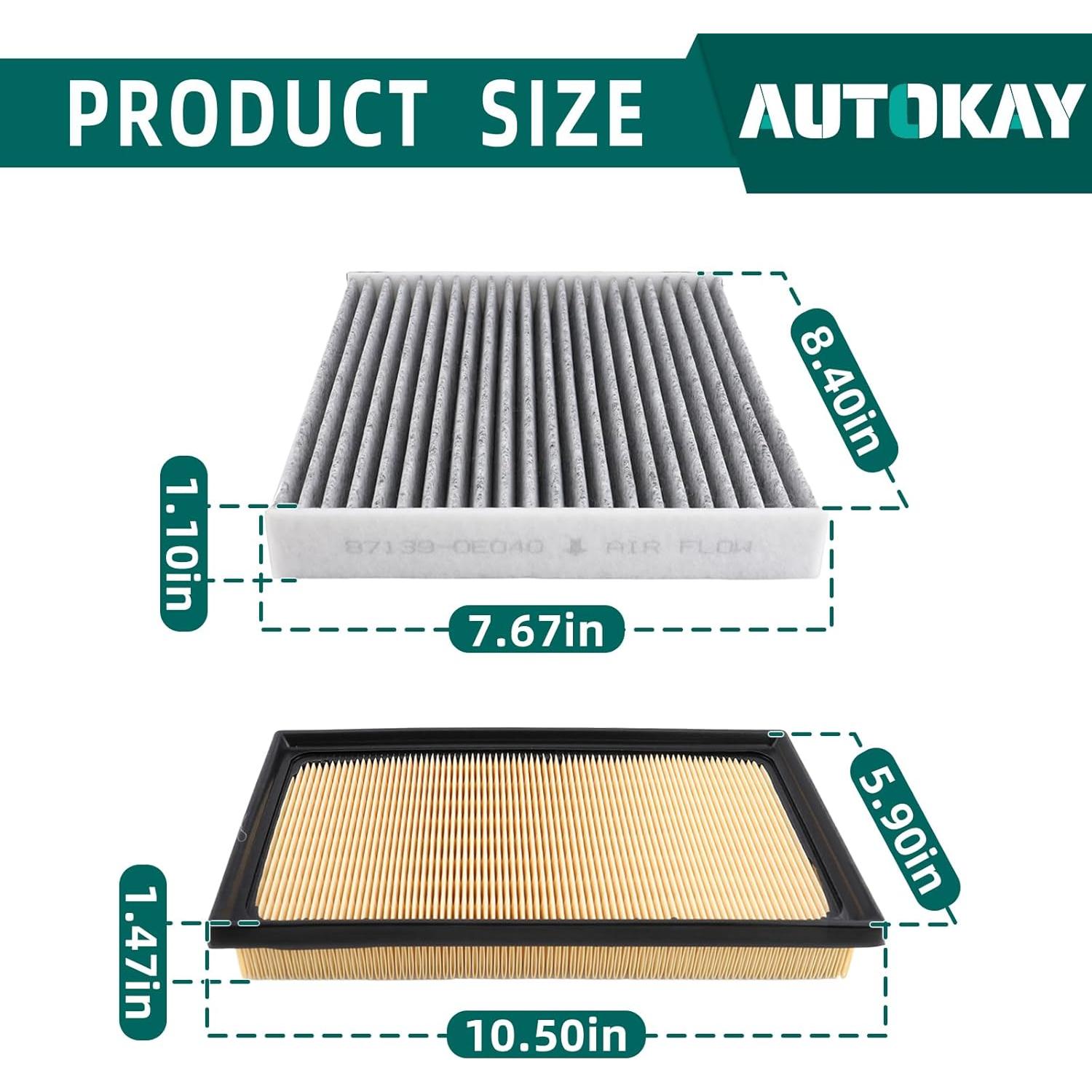 Combo Filtro de Aire Motor y Cabina AUTOKAY para Toyota y Lexus