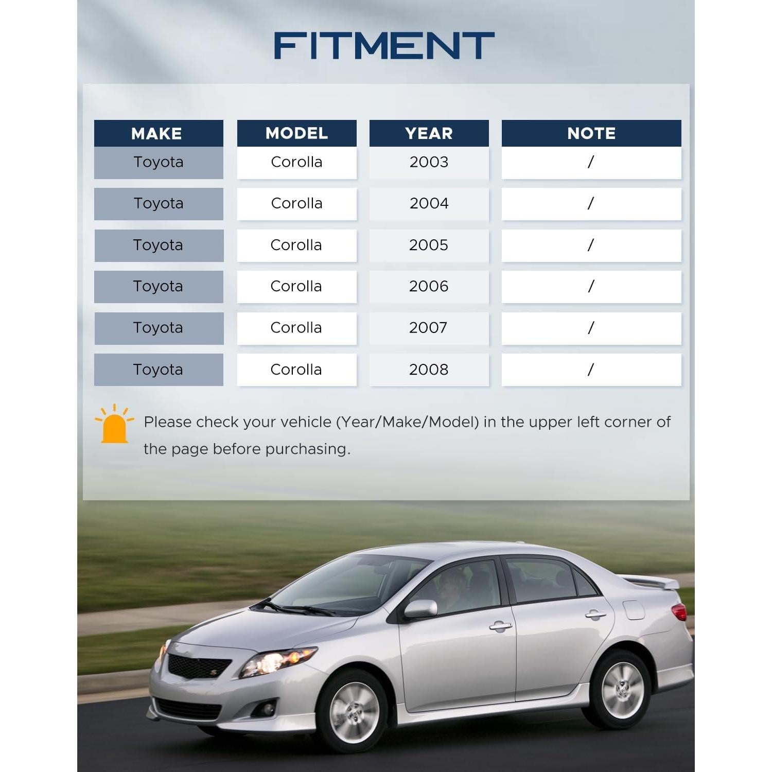 Kit de Suspensión TIEZFUL 12PCS para Toyota Corolla 2003-2008