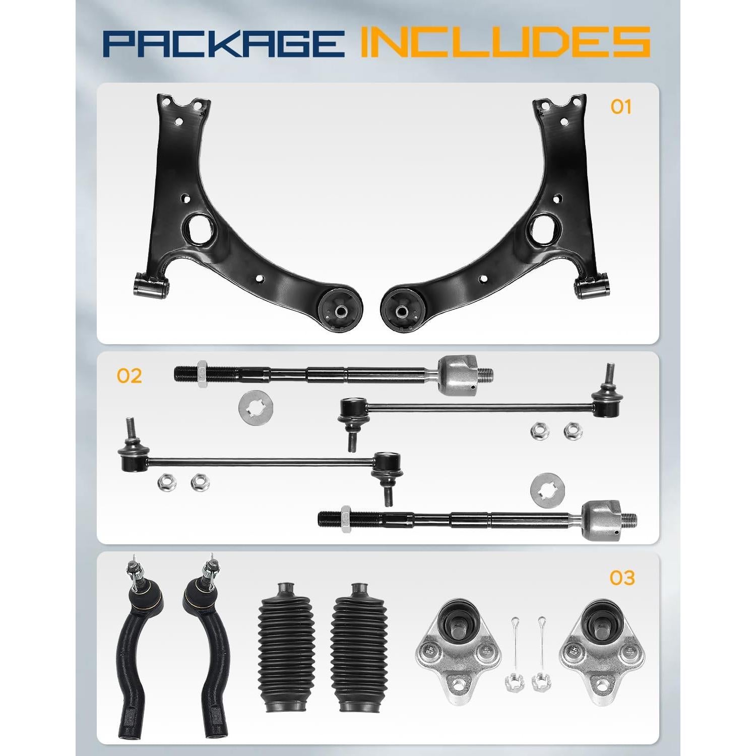 Kit de Suspensión TIEZFUL 12PCS para Toyota Corolla 2003-2008