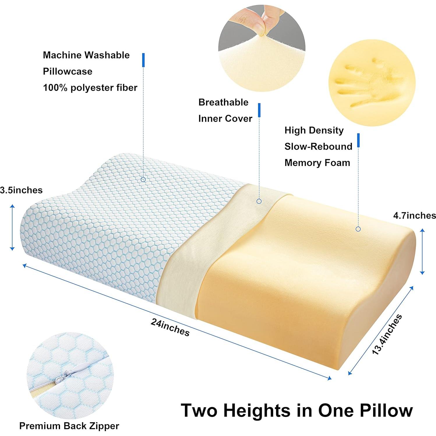 Almohada Ortopédica Cervical Anvo Espuma Viscoelástica 61x34 cm