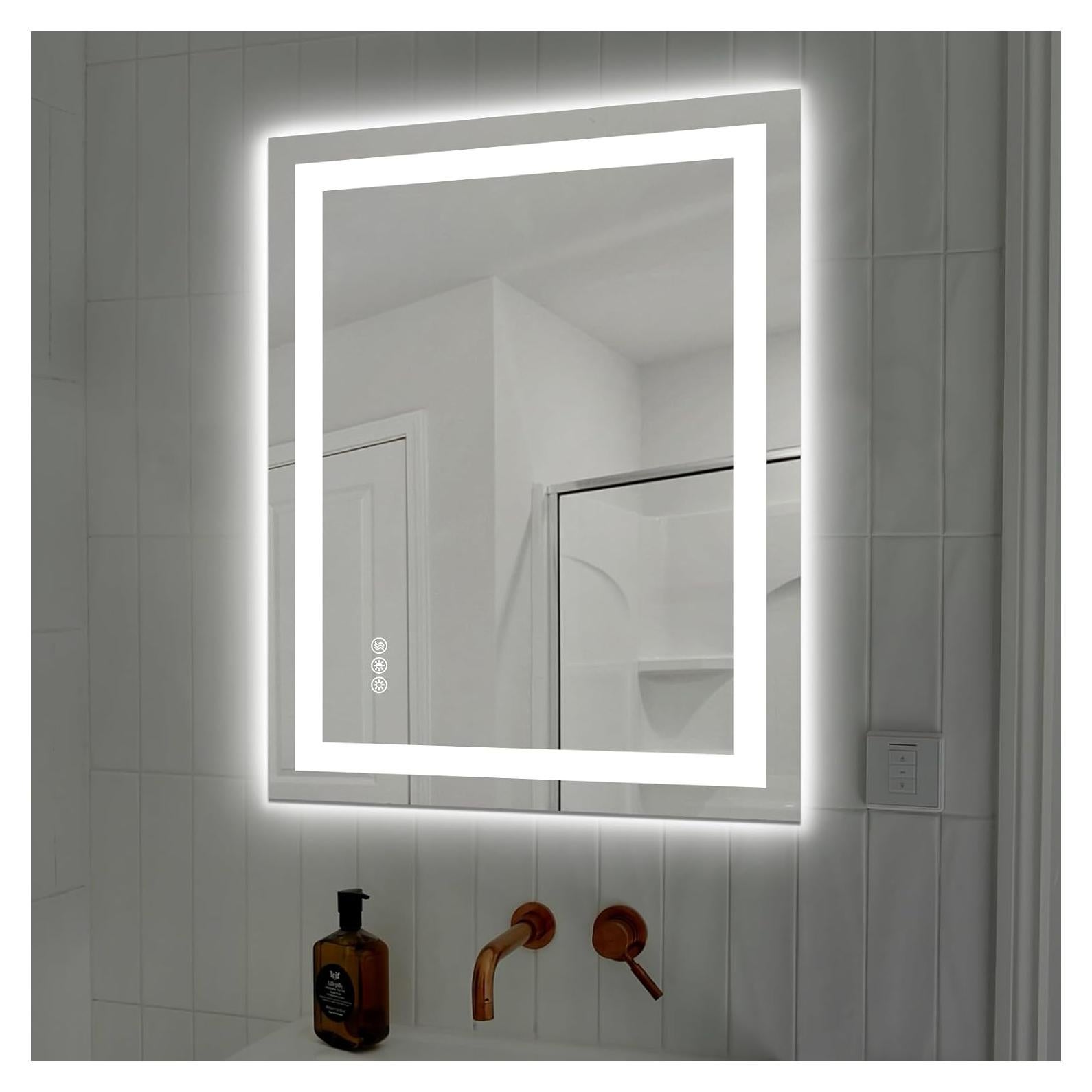 Espejo de Baño LED Hivone 28x36cm Regulable Anti-vaho