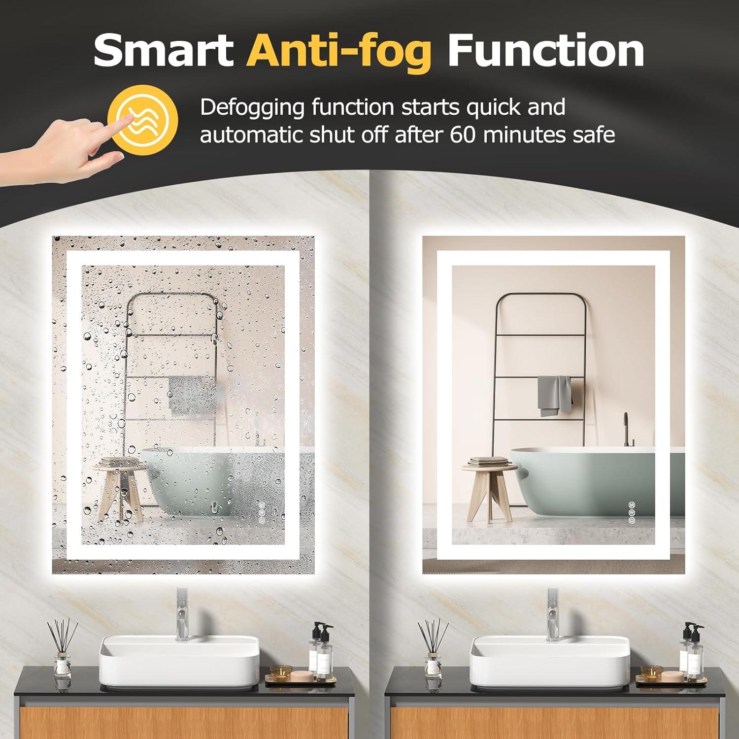 Espejo de Baño LED Hivone 28x36cm Regulable Anti-vaho