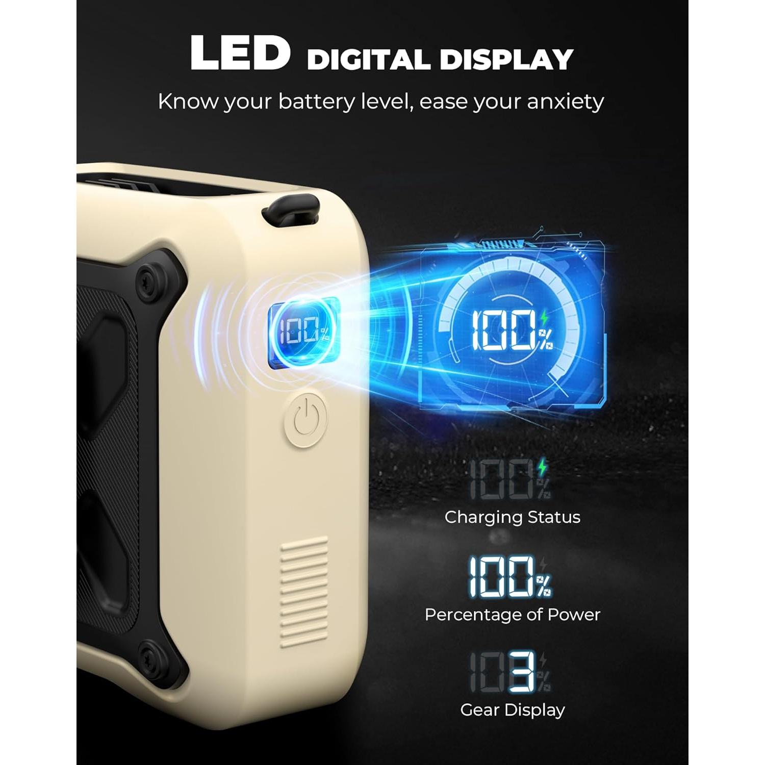 Ventilador Portátil KIDEE con Linterna y Batería 8000mAh