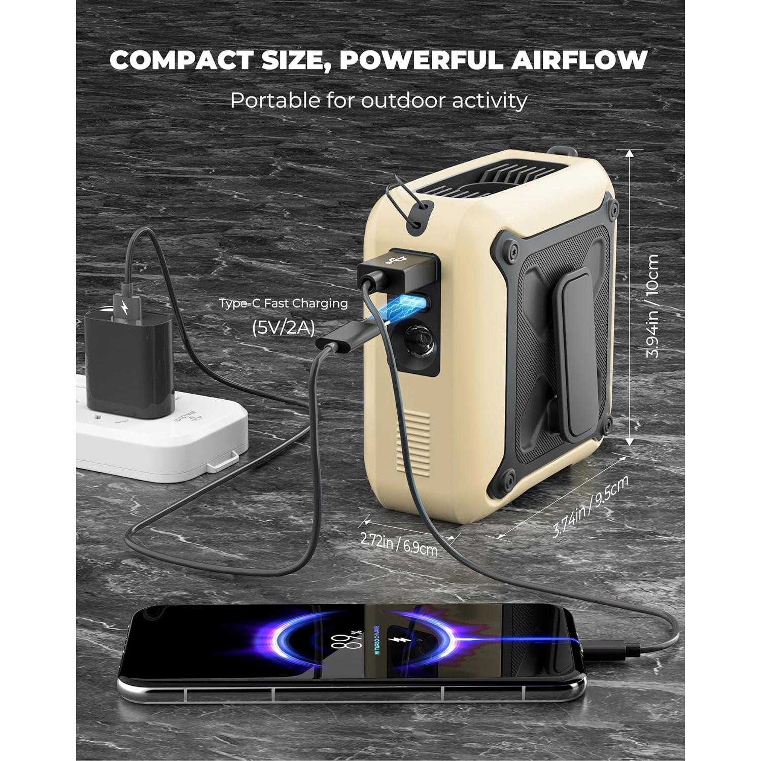 Ventilador Portátil KIDEE con Linterna y Batería 8000mAh