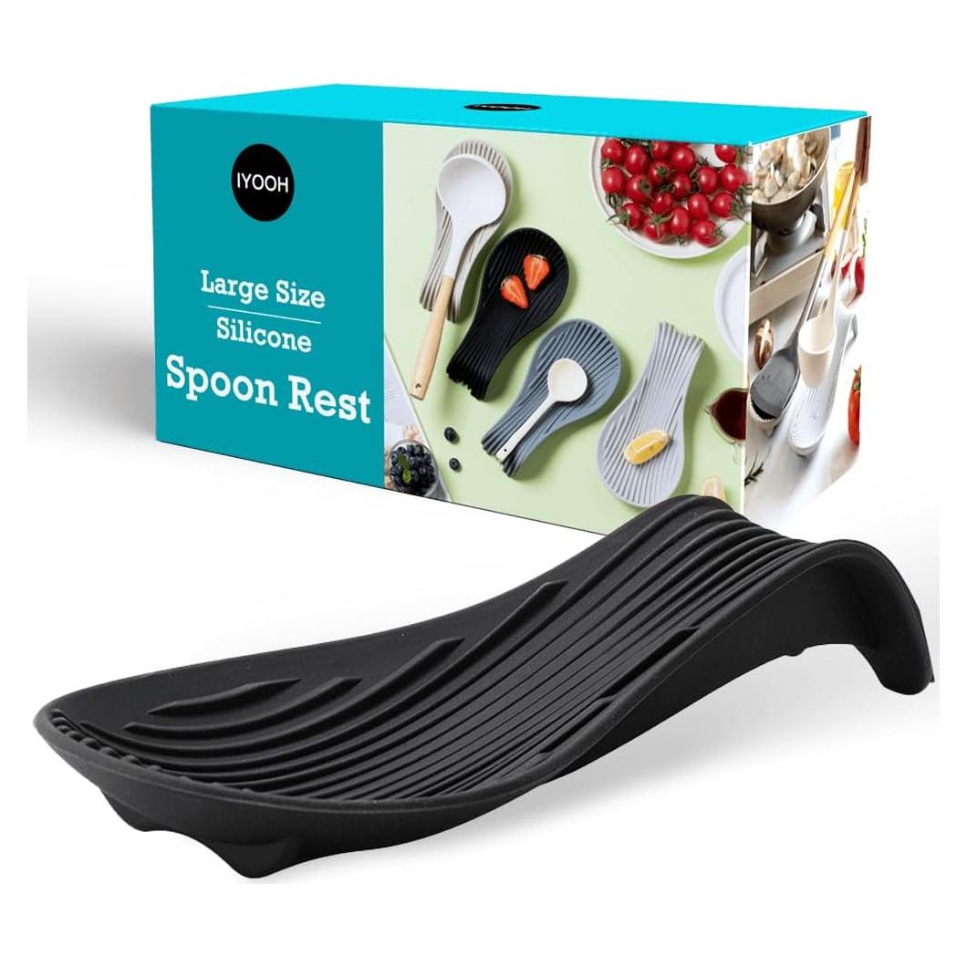 Soporte de Cuchara de Silicona IYOOH Negro Resistente al Calor