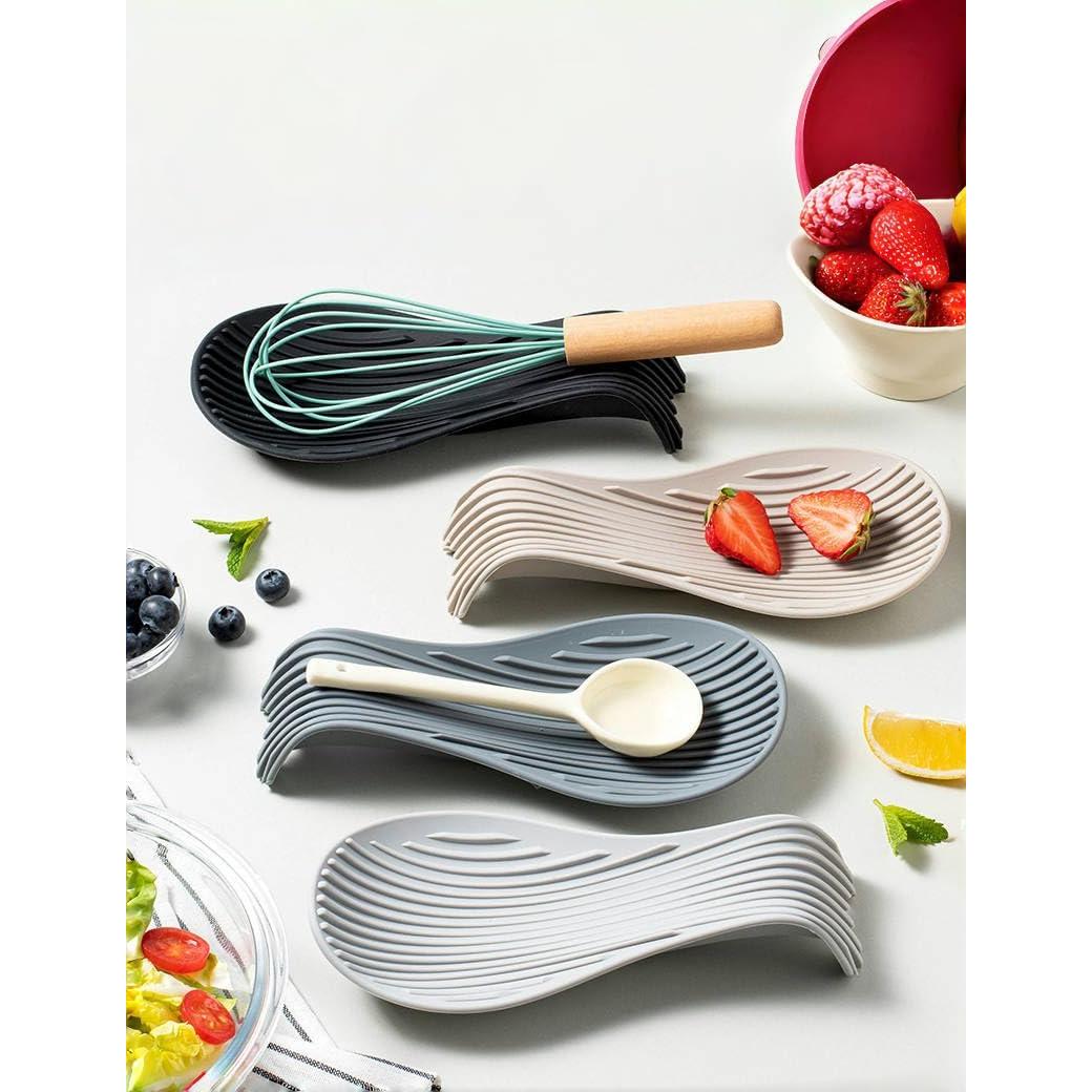 Soporte de Cuchara de Silicona IYOOH Negro Resistente al Calor