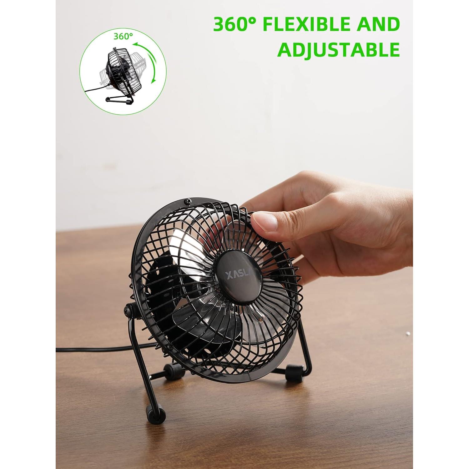 Ventilador de Escritorio USB xasla F401 15.5 cm Metal Negro