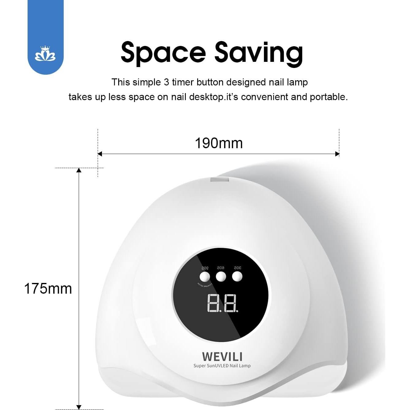 Lámpara UV WEVILI 72W para Uñas con 3 Temporizadores y Sensor
