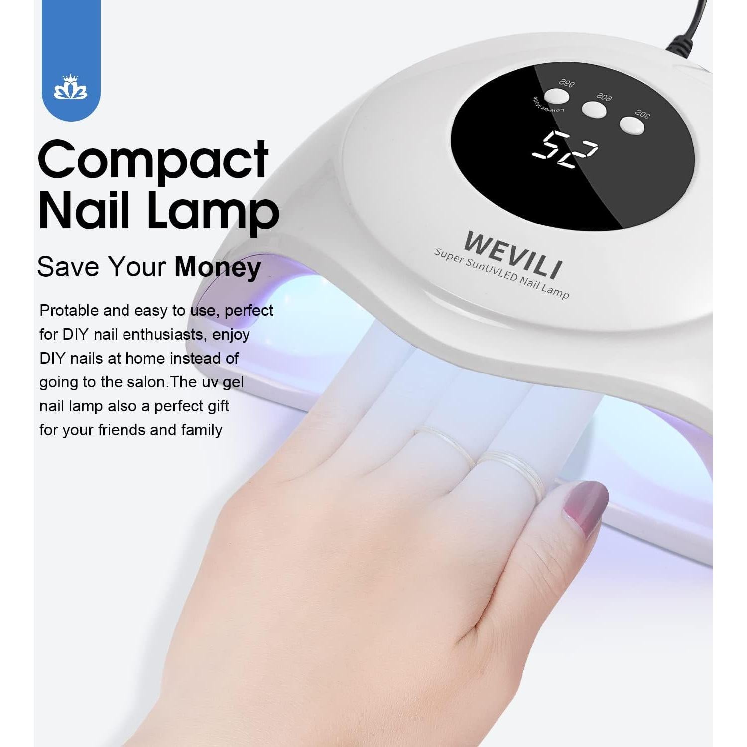 Lámpara UV WEVILI 72W para Uñas con 3 Temporizadores y Sensor