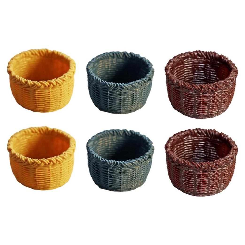 Cestas de Mimbre Miniatura 6pcs SEWACC Accesorios Decorativos