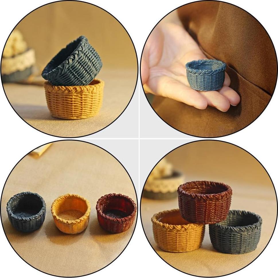 Cestas de Mimbre Miniatura 6pcs SEWACC Accesorios Decorativos