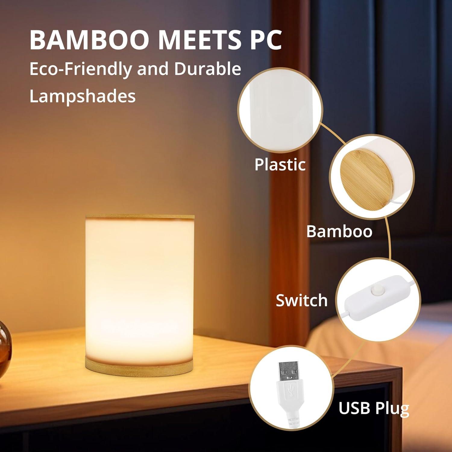 Lámpara de Mesa UCHENTON de Bambú Mini 400 Lúmenes 2700K