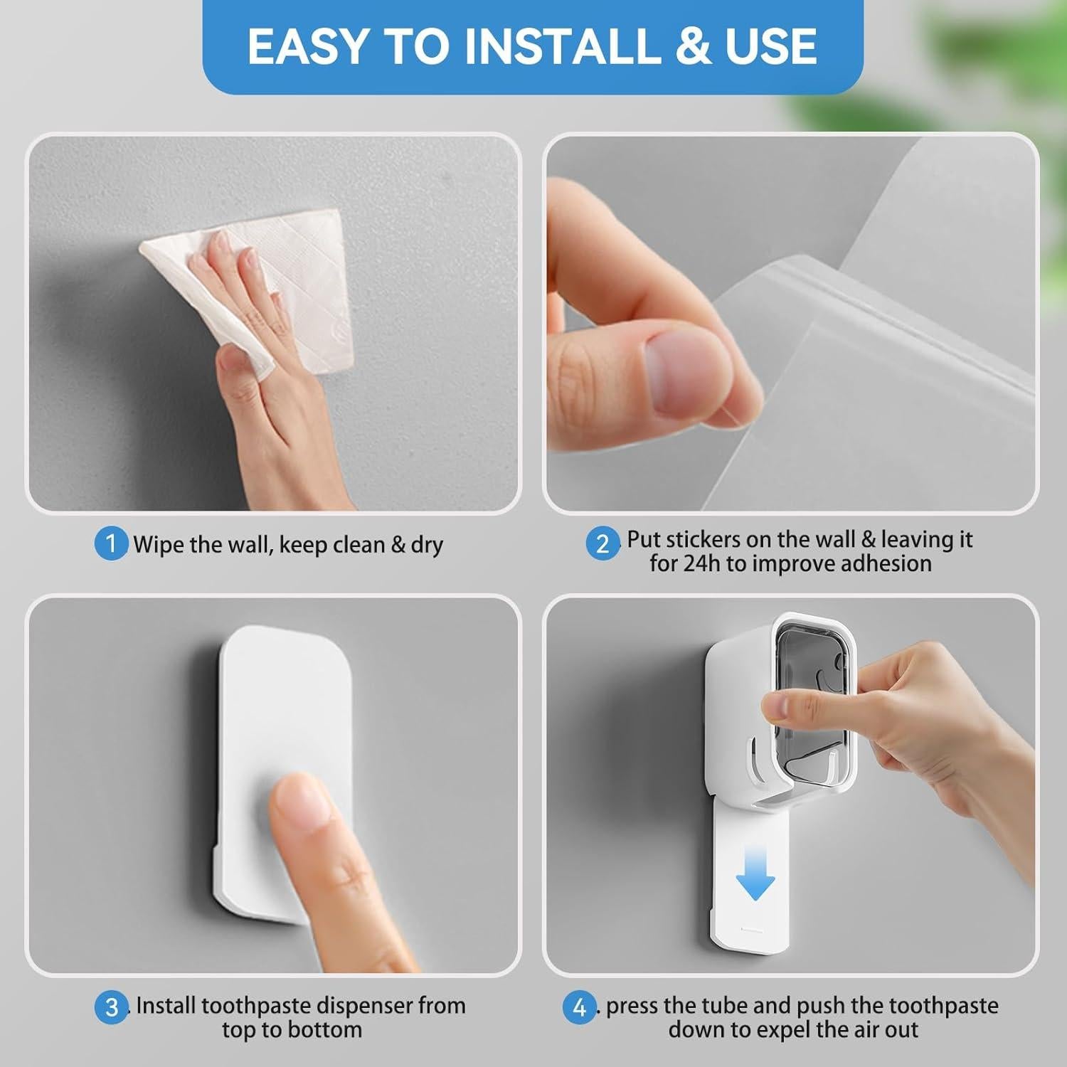 Soporte para Cepillos de Dientes MOPMS 2PCS Montaje en Pared