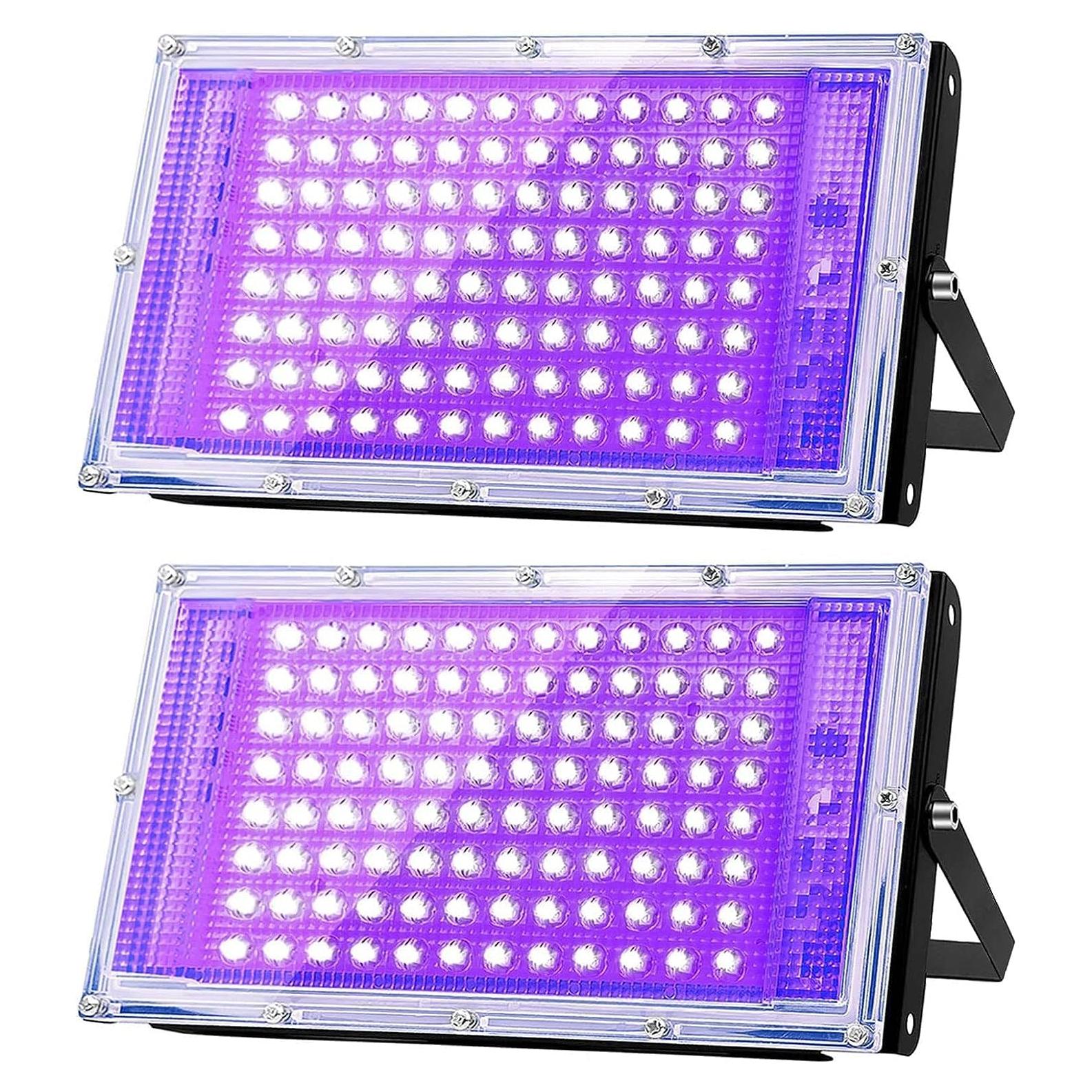 Proyector UV 100W Glostars IP66 Luz Negra 395nm 2 Paquetes