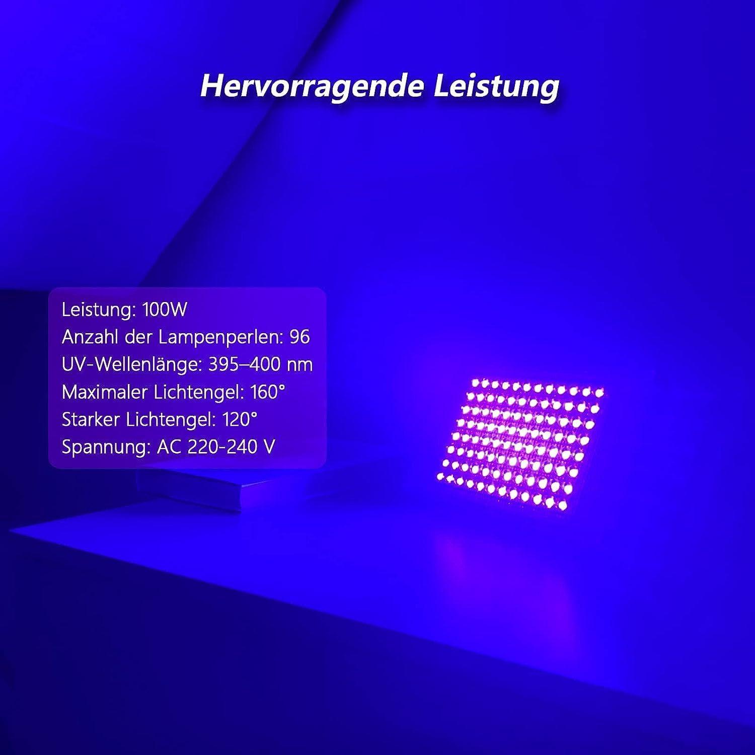 Proyector UV 100W Glostars IP66 Luz Negra 395nm 2 Paquetes