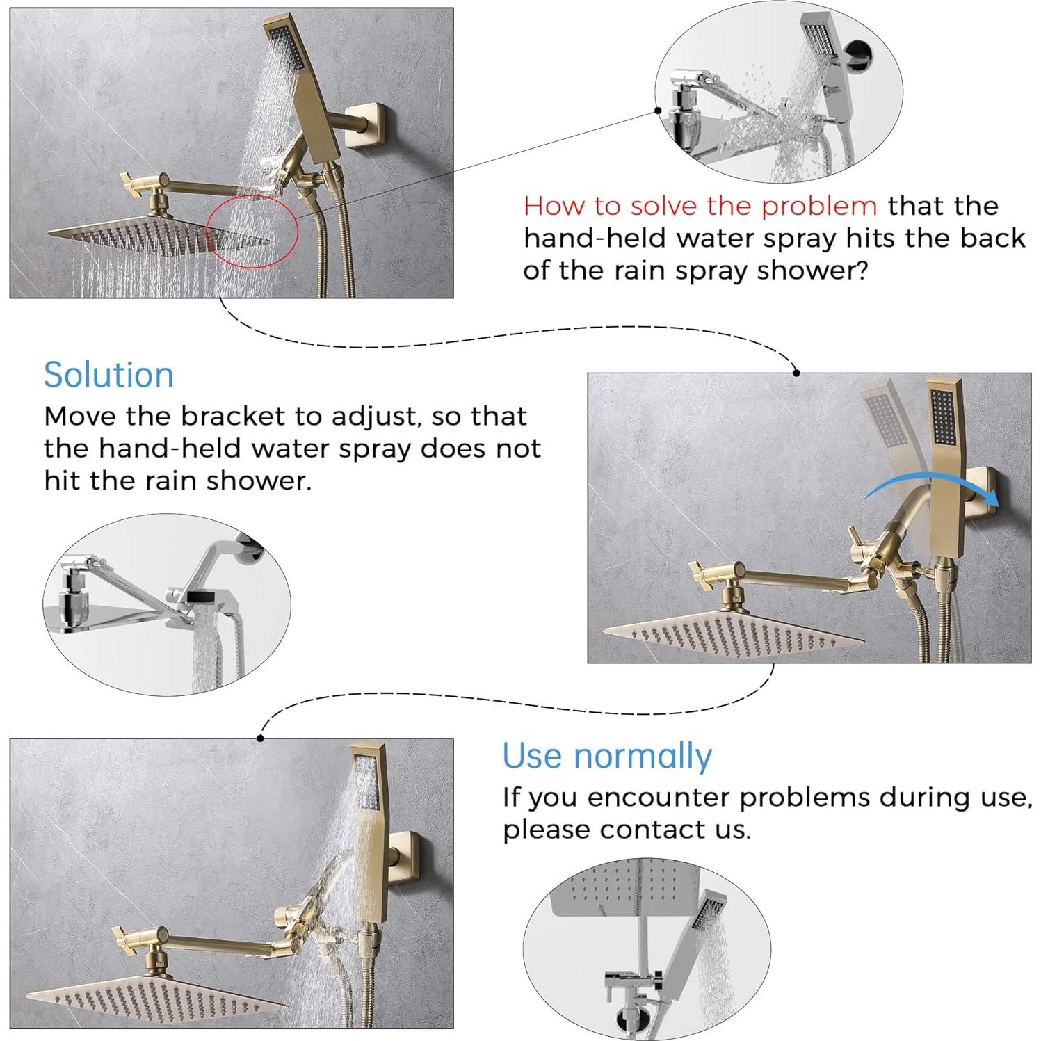Cabezal de Ducha Cuadrado Doble G-Promise 20.32 cm Oro Cepillado