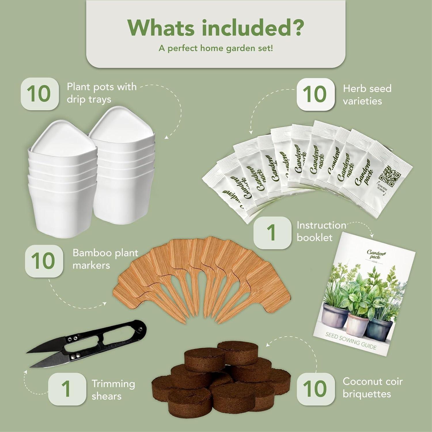 Kit de Jardín de Hierbas 10 Especies - Macetas y Suelo