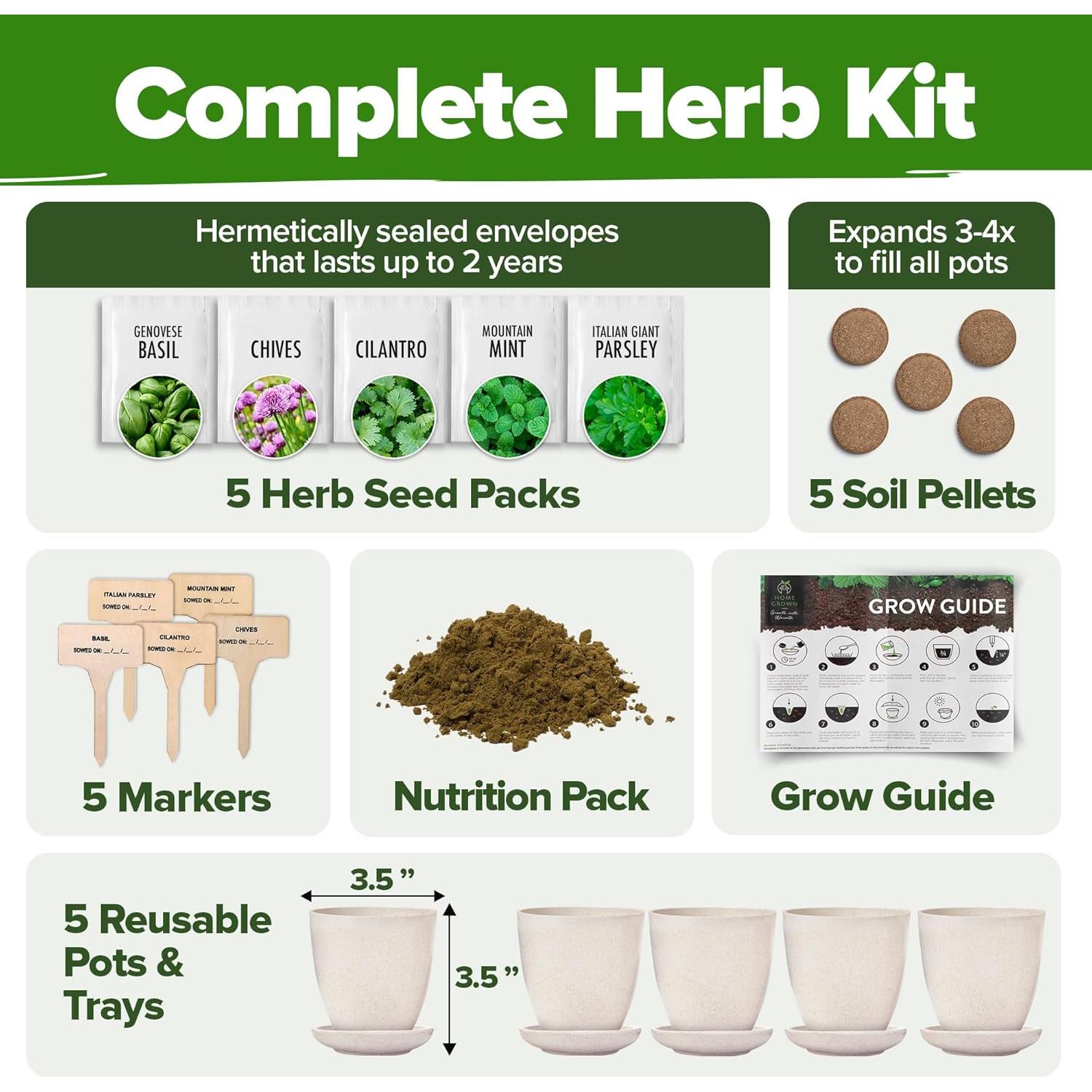 Kit de Jardín de Hierbas - HOME GROWN - 5 Especies