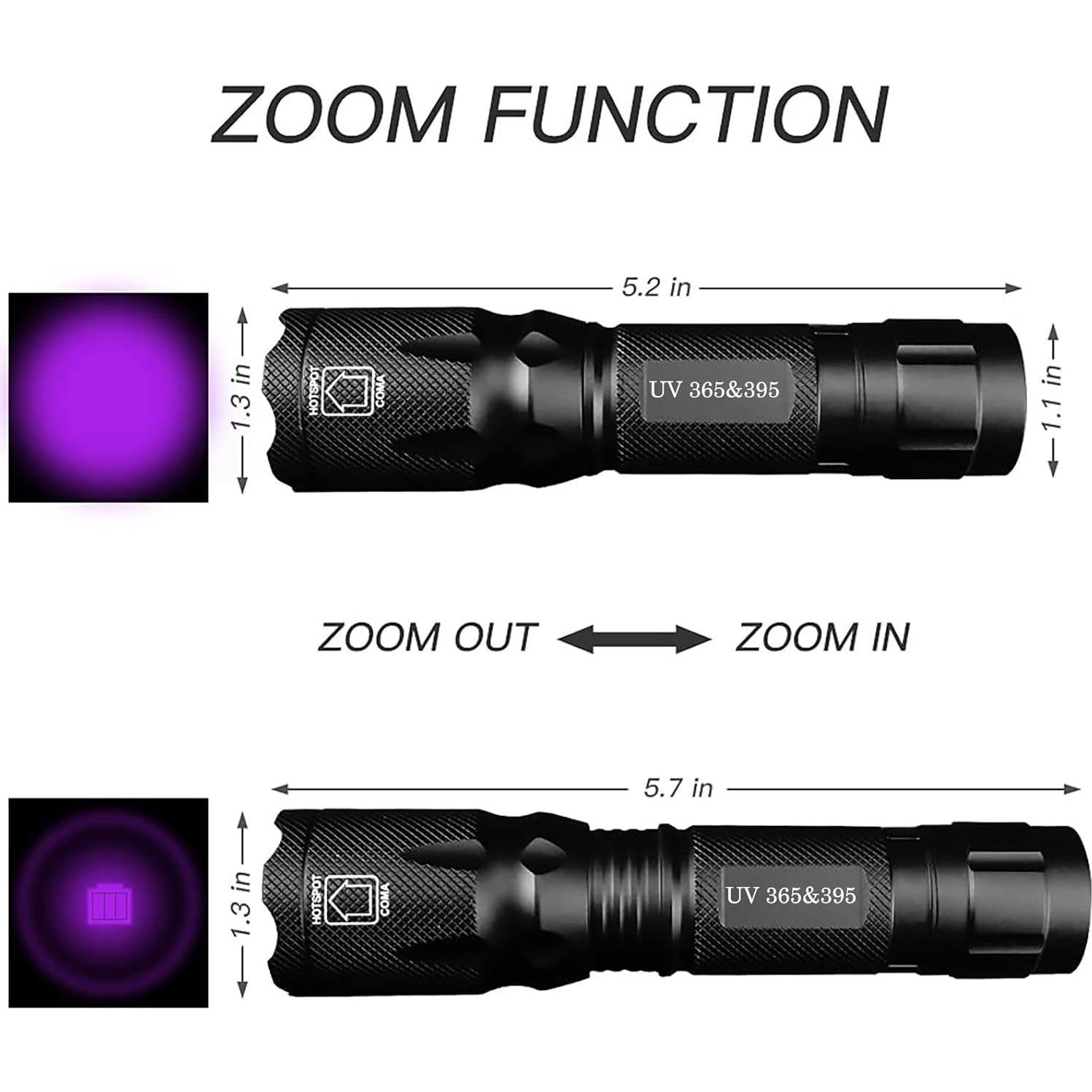 Linterna UV HSXMN 365nm 395nm Detección de Manchas Mascotas