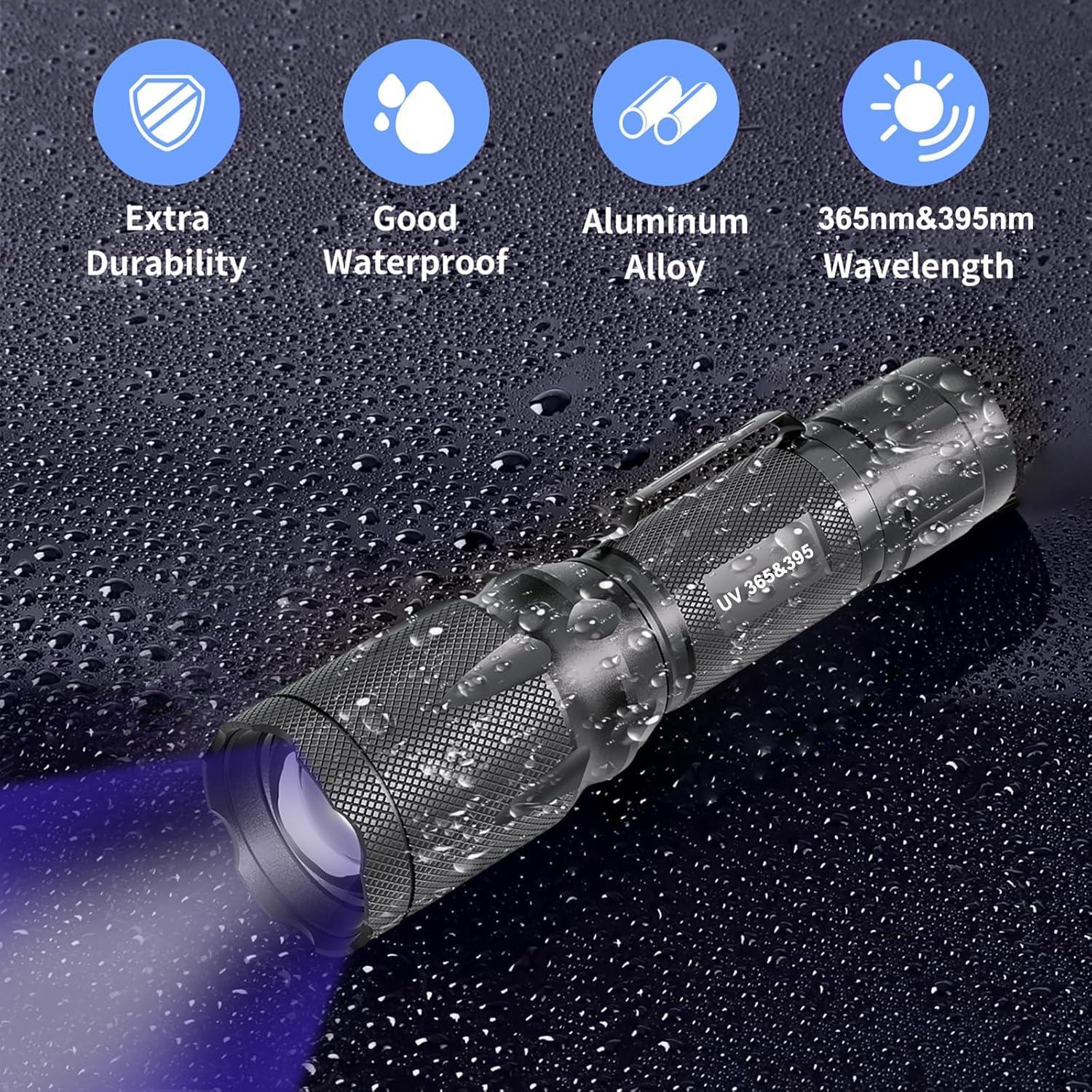 Linterna UV HSXMN 365nm 395nm Detección de Manchas Mascotas