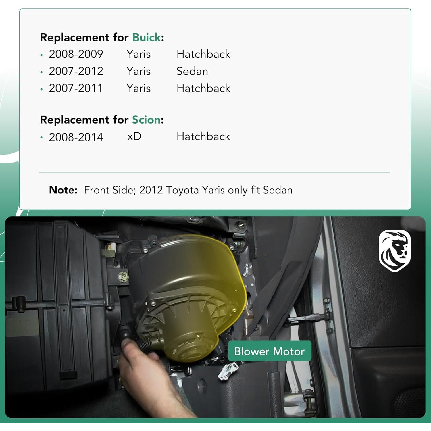 Motor de Ventilador HVAC YHTAUTO para Toyota Yaris 2007-2012