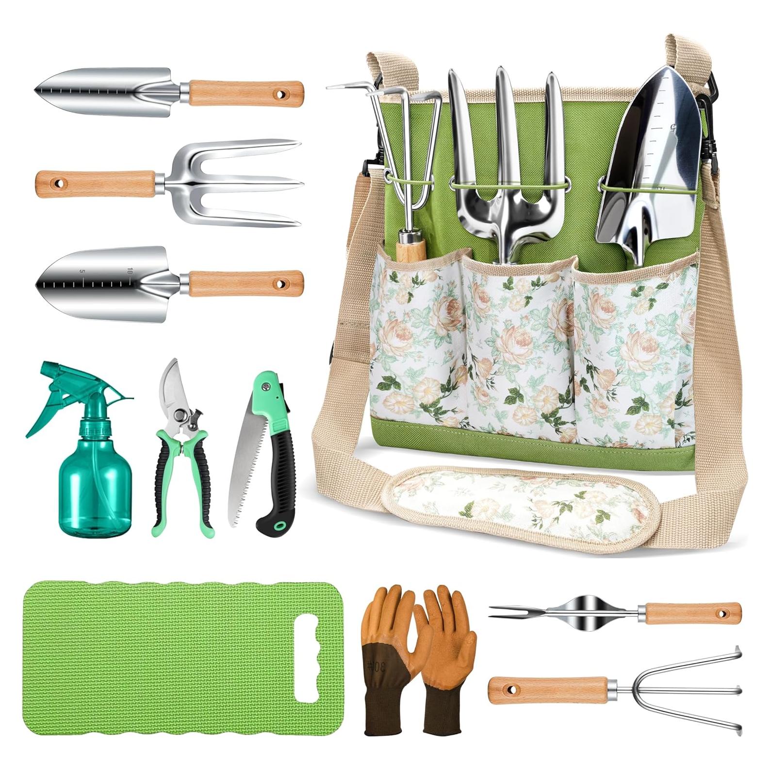 Juego de Jardinería Grenebo 11 Piezas con Bolsa Ergonómica