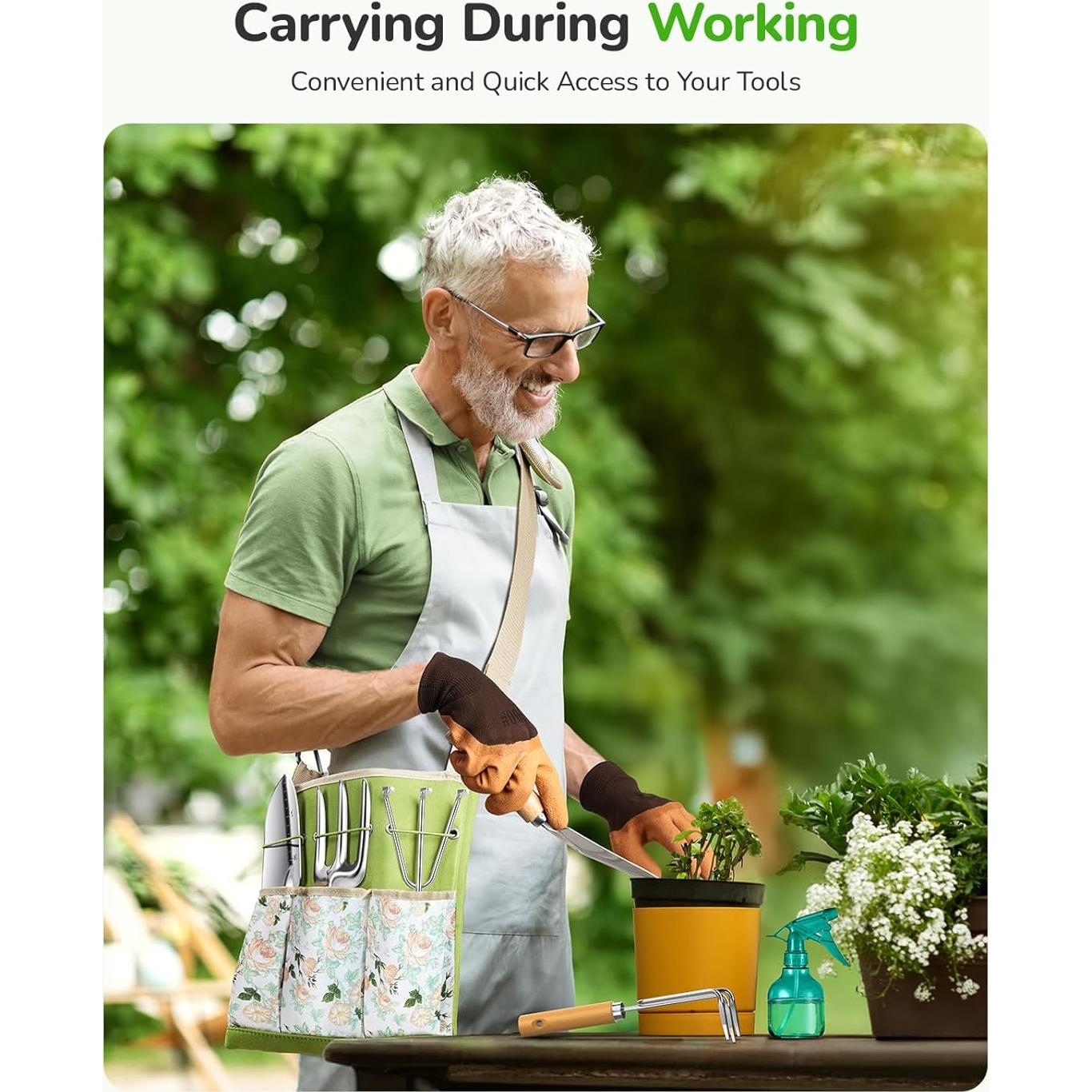 Juego de Jardinería Grenebo 11 Piezas con Bolsa Ergonómica