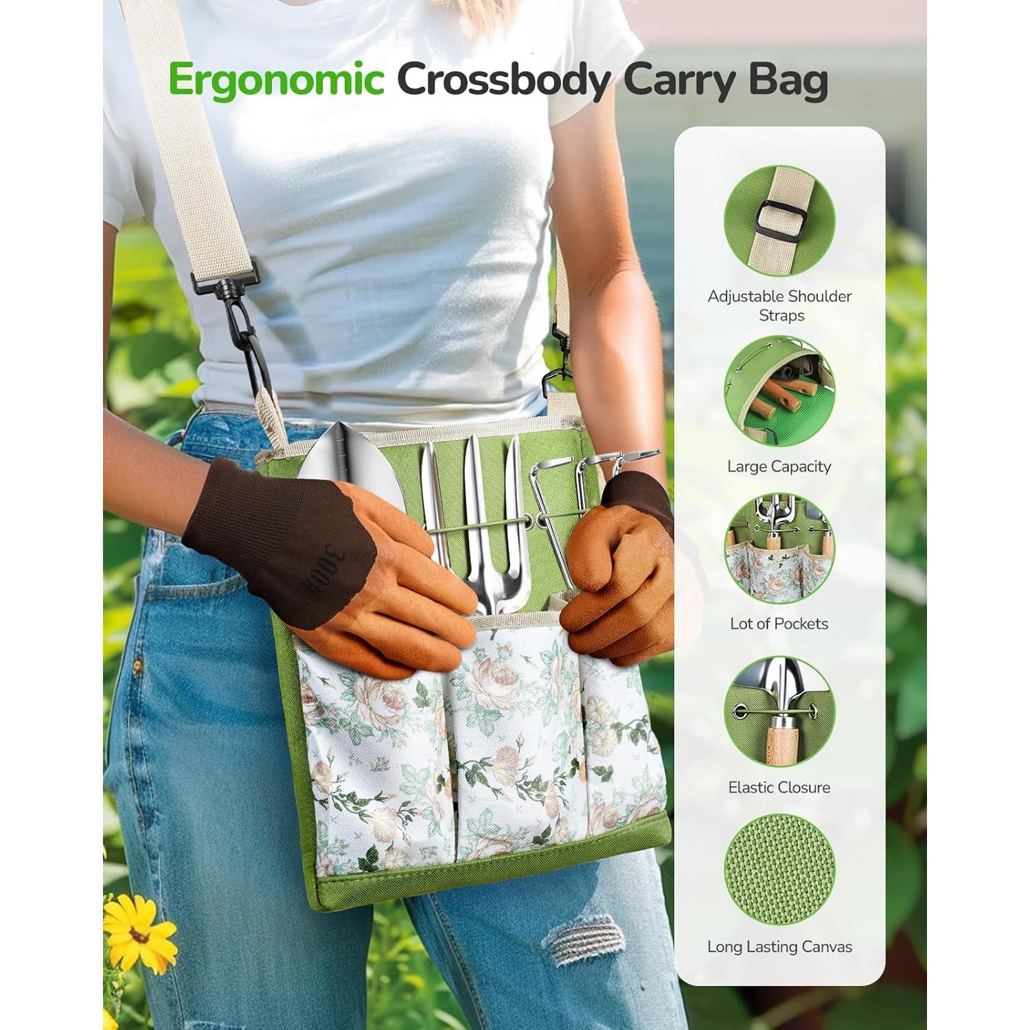 Juego de Jardinería Grenebo 11 Piezas con Bolsa Ergonómica