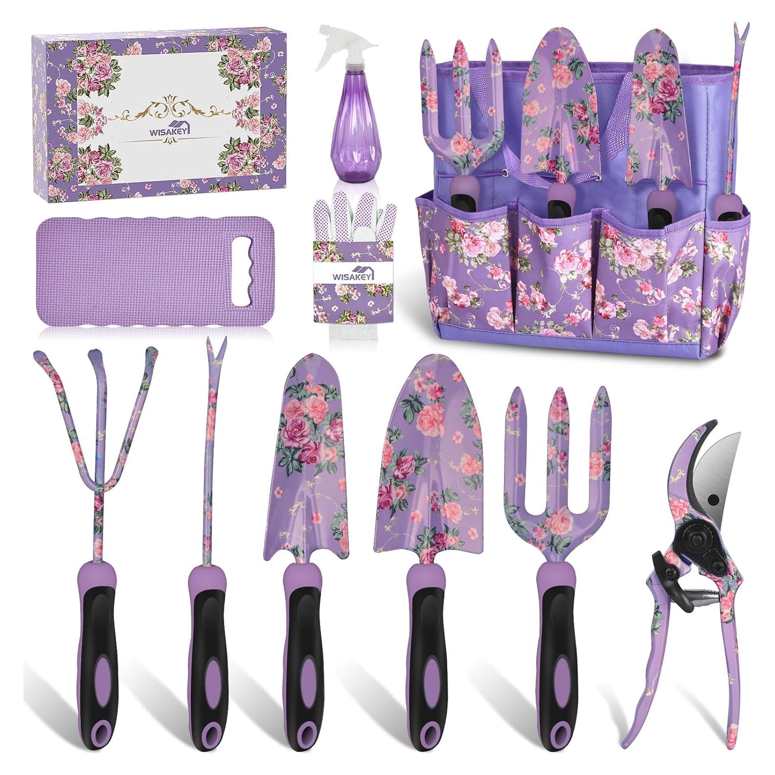Juego de Herramientas de Jardín WisaKey 10 Piezas Color Púrpura