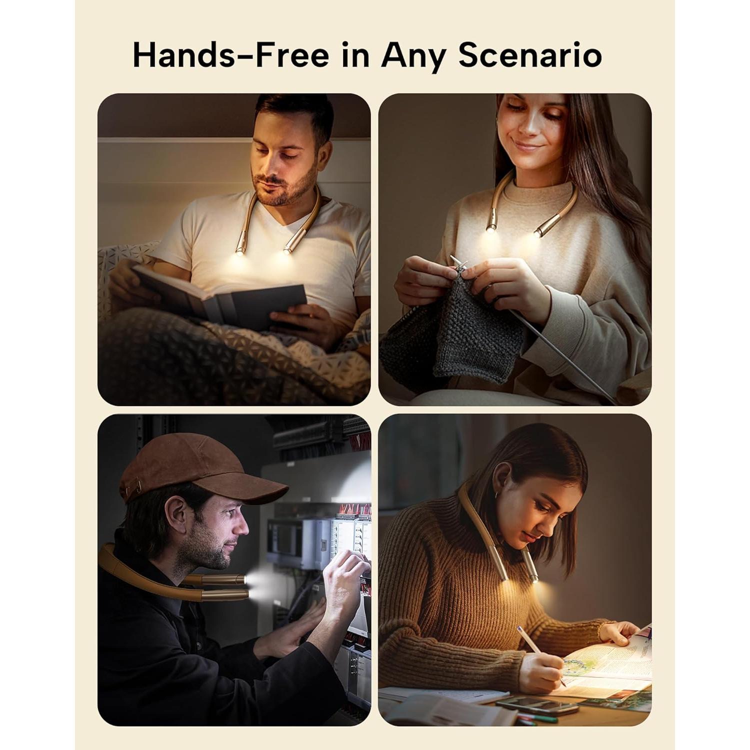 Luz de Lectura LED para el Cuello Enclize, 3 Colores, 9 Brillos