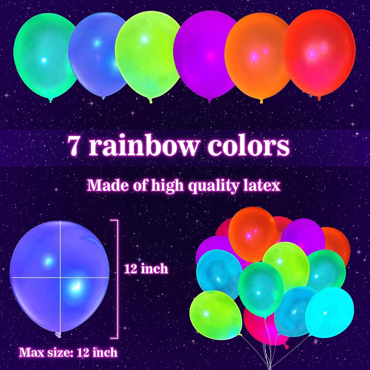 100 Globos Neón Brillantes GYIPFIPA para Fiestas UV 30.48 cm