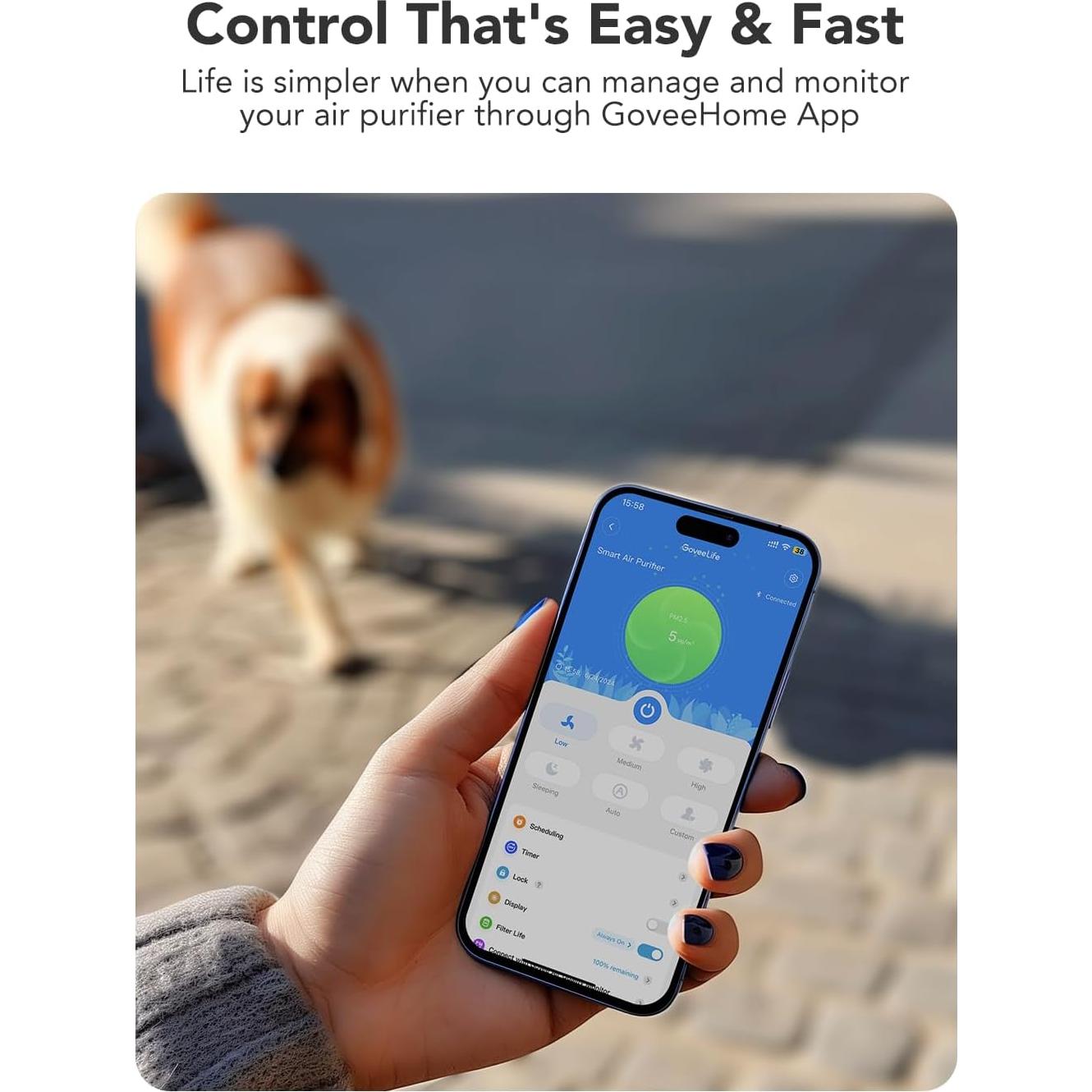 Purificador de Aire GoveeLife H7122 para 141 m², WiFi, HEPA
