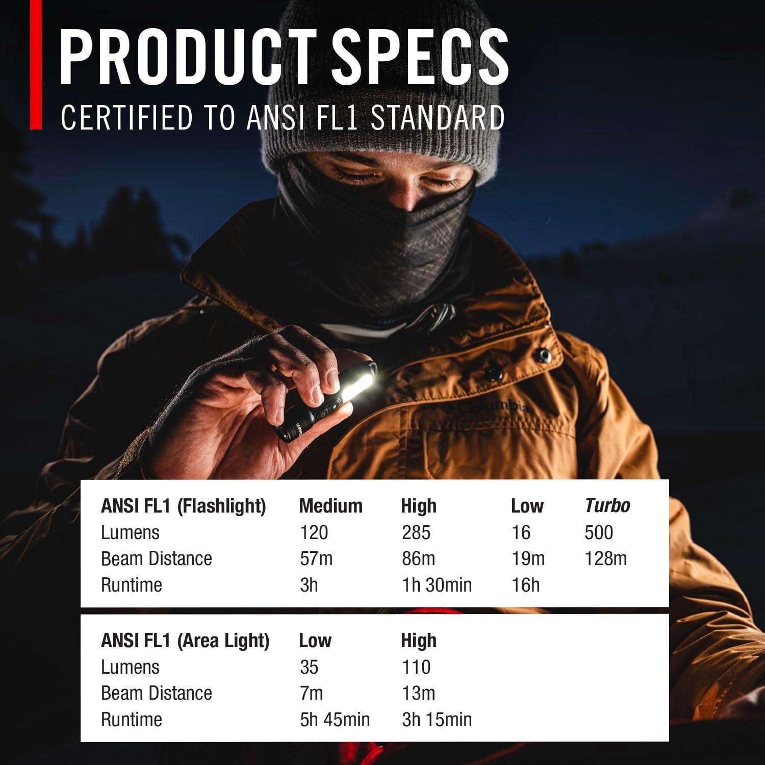 Linterna recargable LED Coast KL30R 500 lúmenes UV