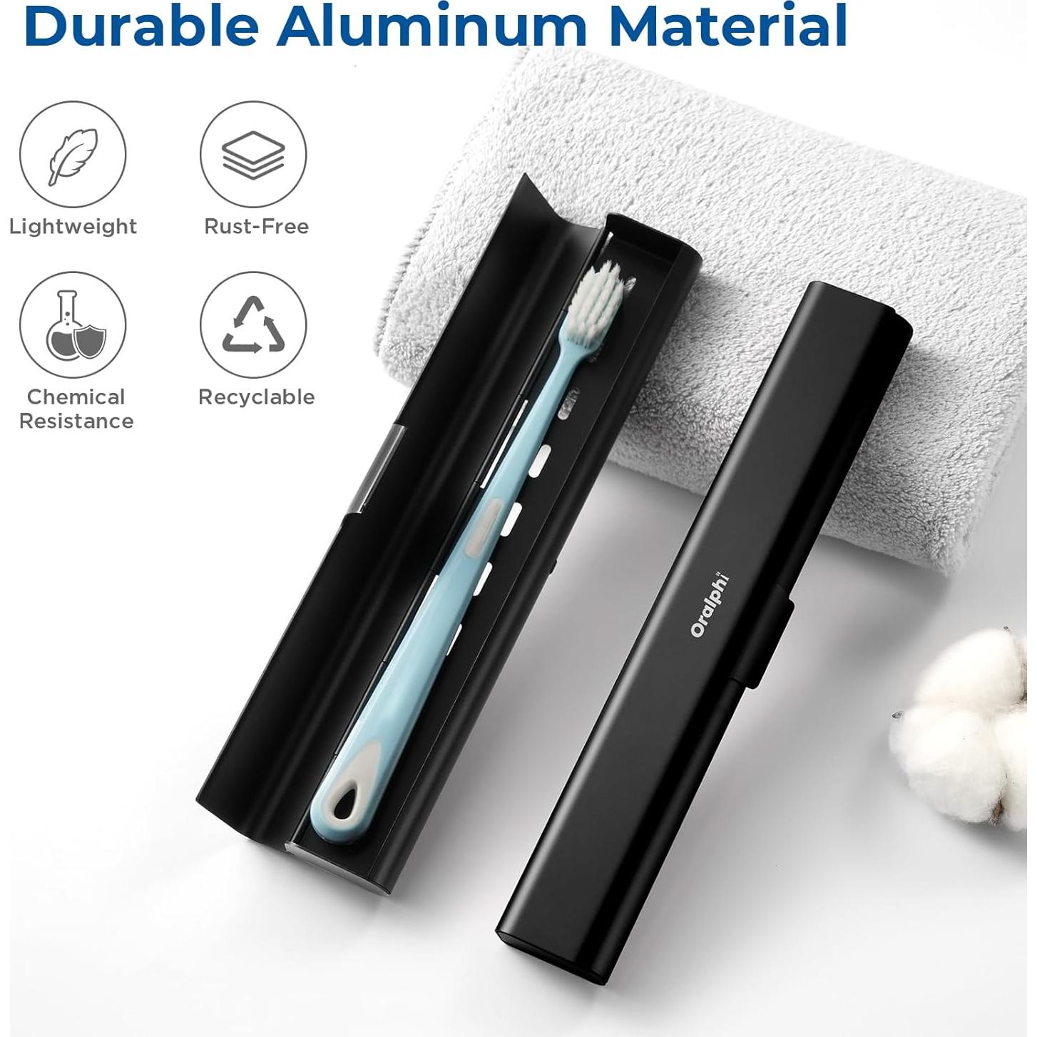 Estuche de cepillo de dientes portátil Oralphi aluminio negro