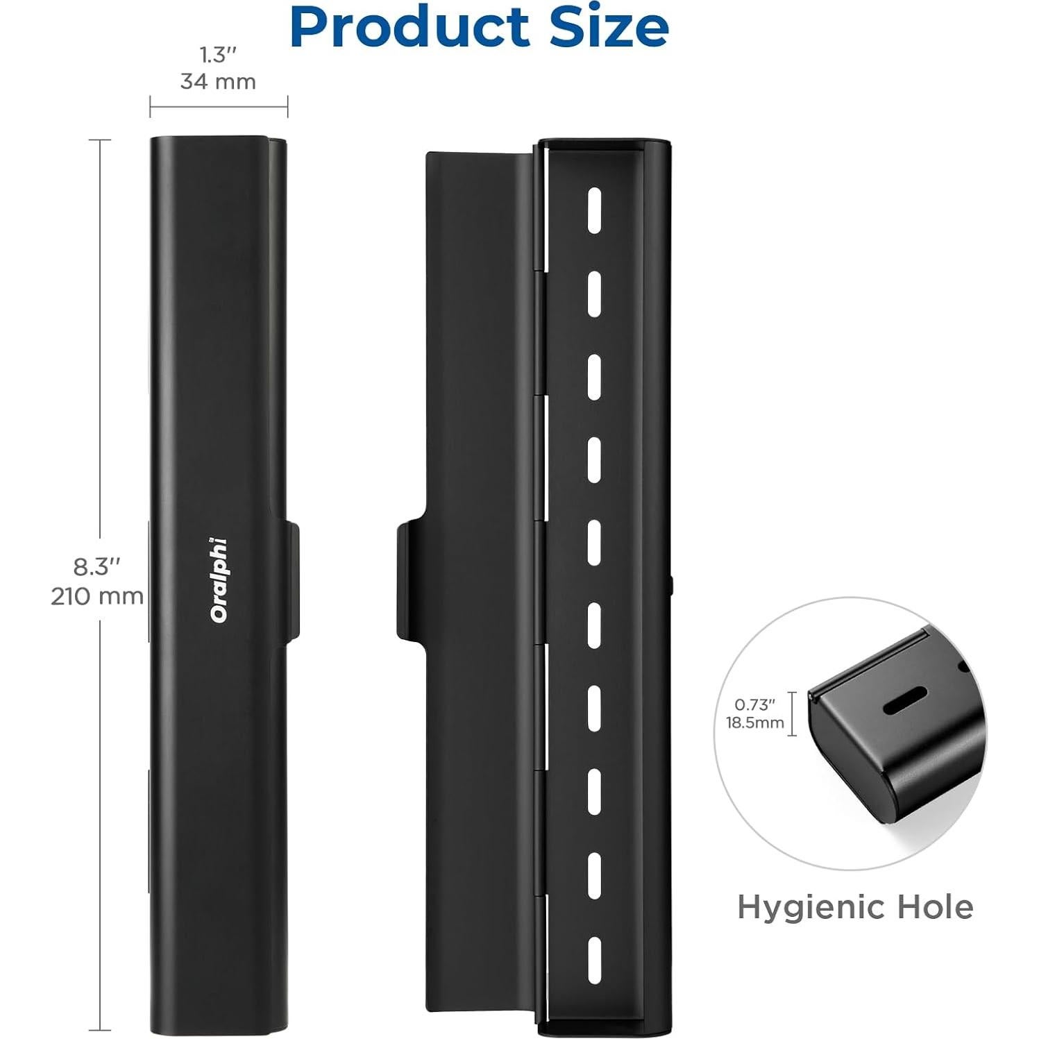 Estuche de cepillo de dientes portátil Oralphi aluminio negro